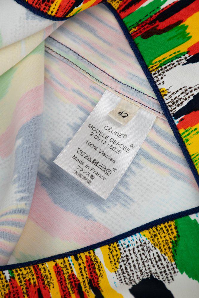 Celine Multi-Color Ikat Pattern Crepe Top