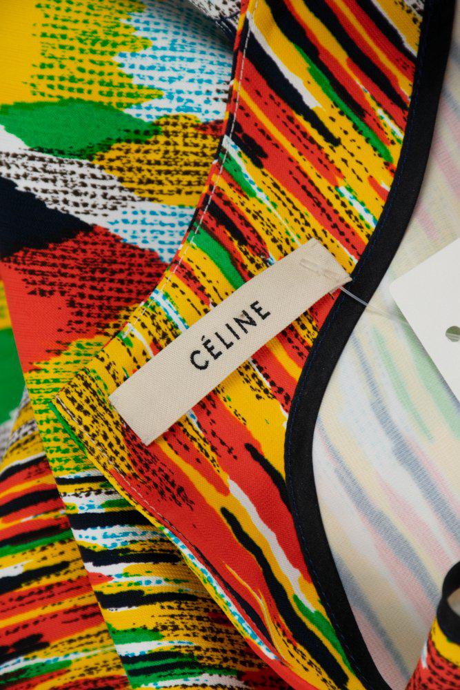 Celine Multi-Color Ikat Pattern Crepe Top