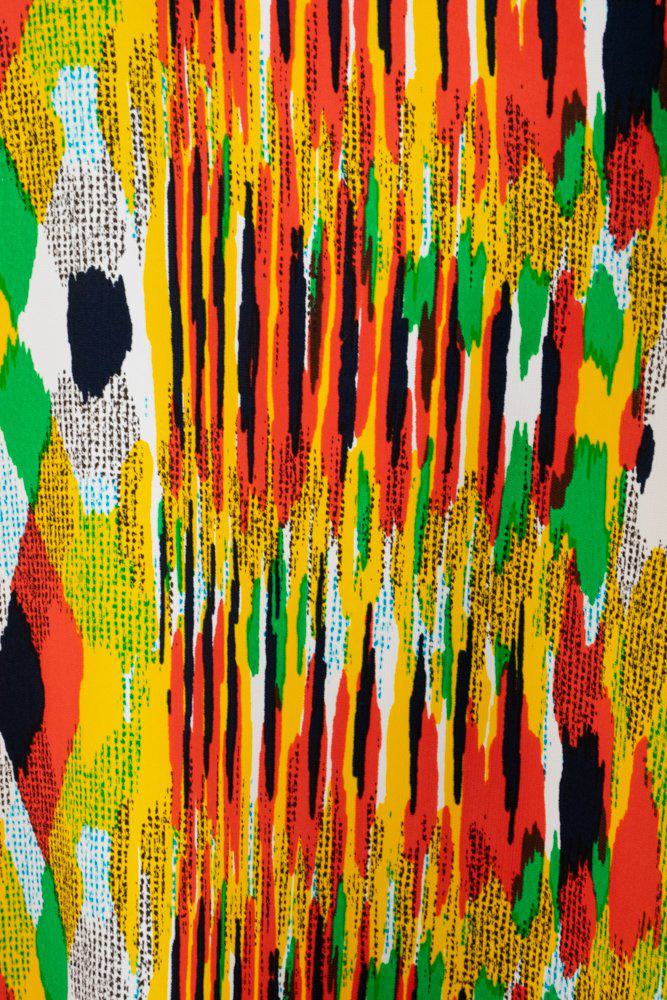 Celine Multi-Color Ikat Pattern Crepe Top