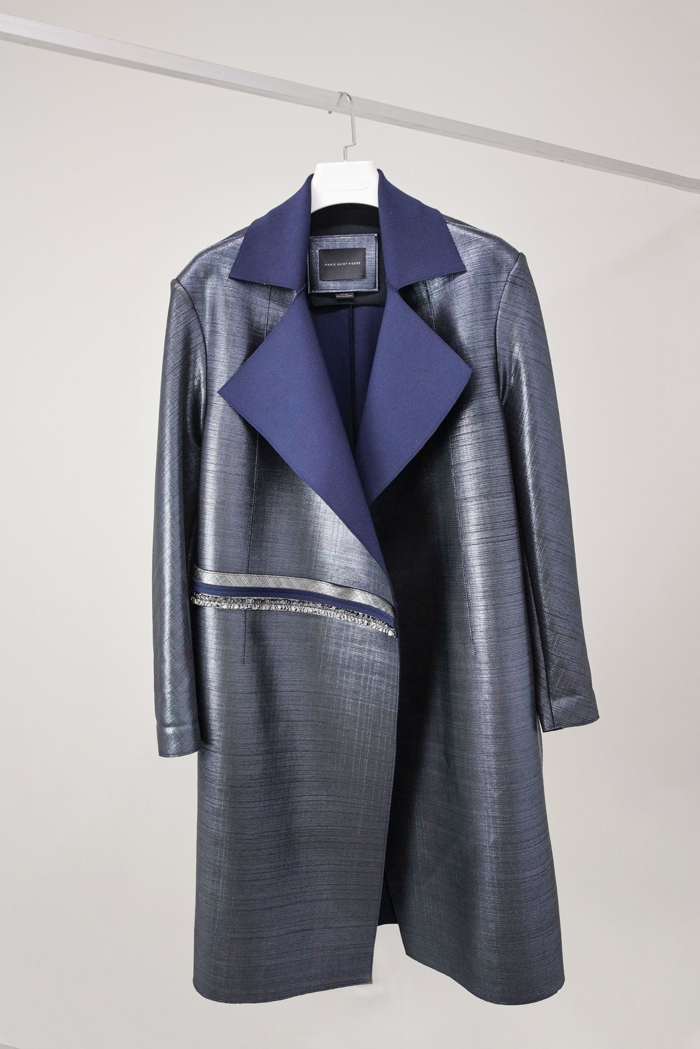 Marie Saint Pierre Blue Metallic Coat