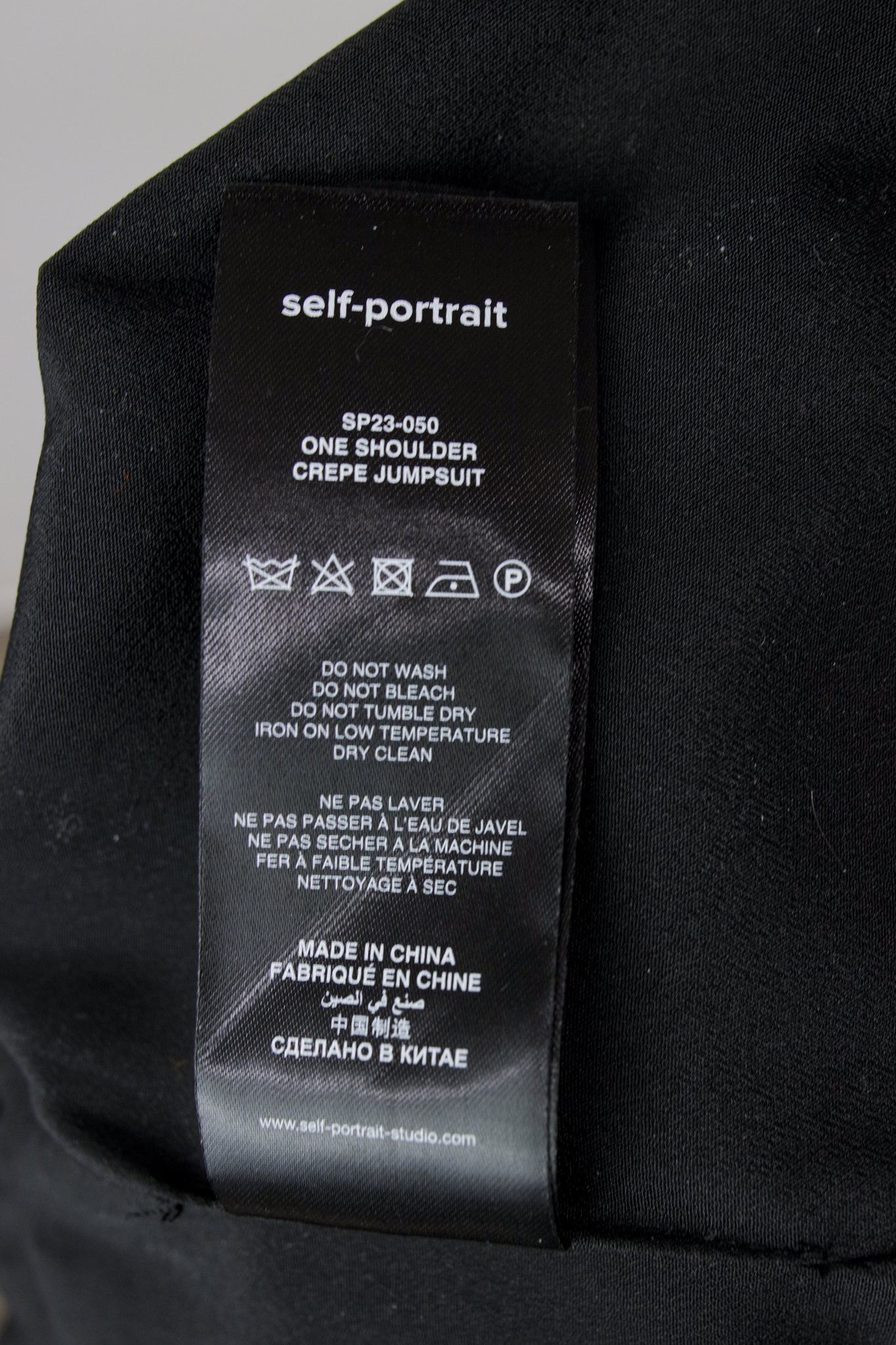 Self-Portrait One-Shoulder Crepe Black Jumpsuit