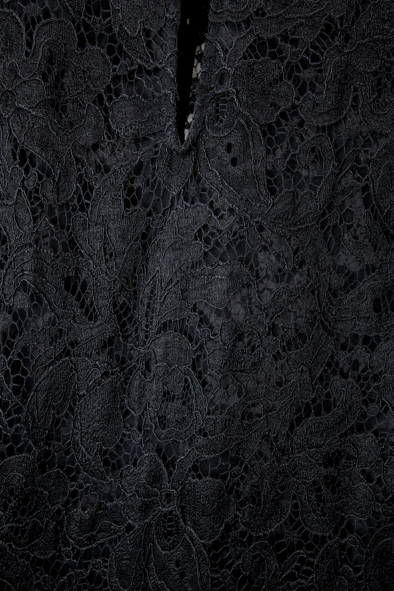 Emilio Pucci AW/11 Black Lace and Leather Long-Sleeve Dress