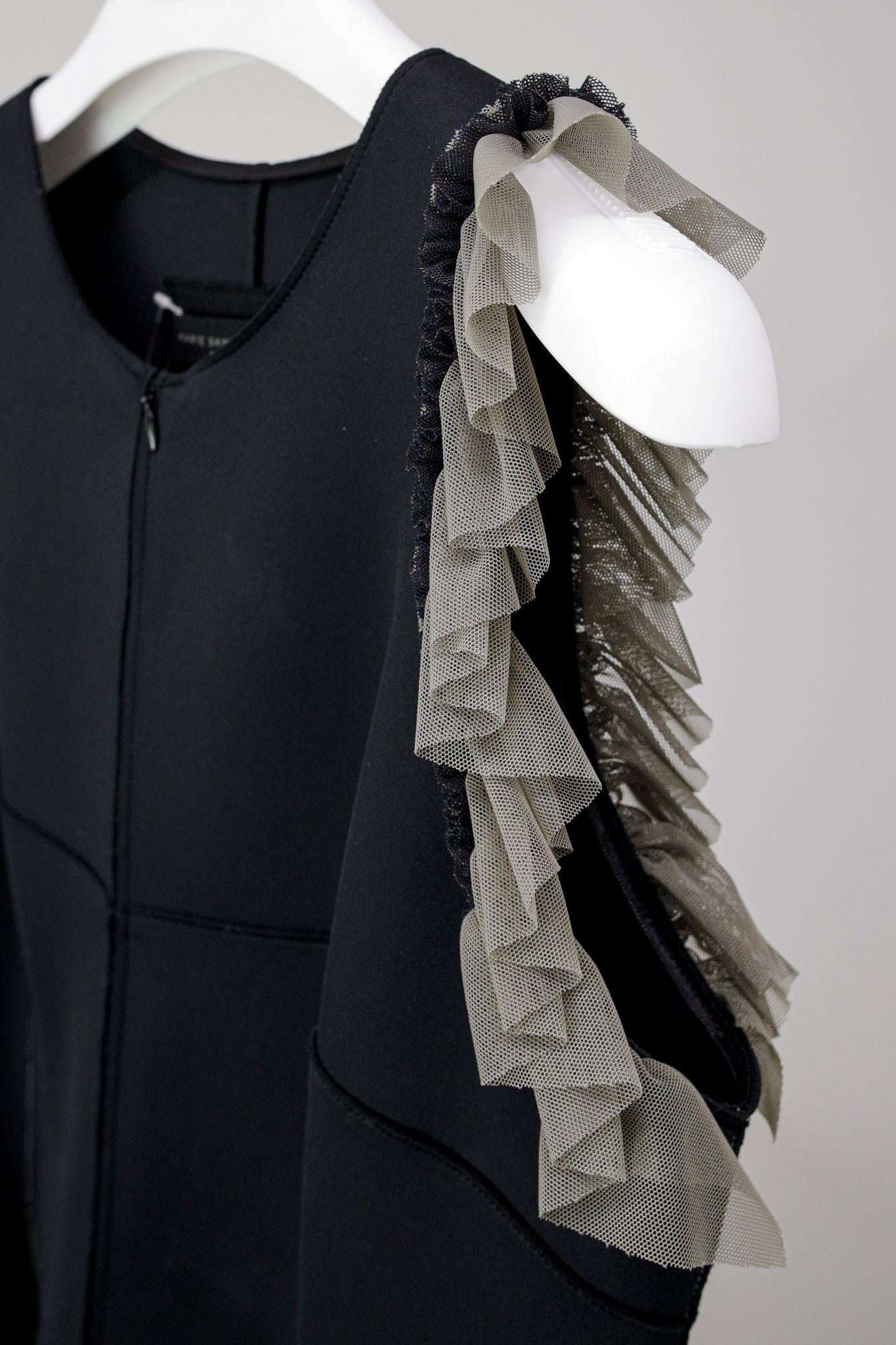 Marie Saint Pierre Black Sleeveless Ruffle Dress