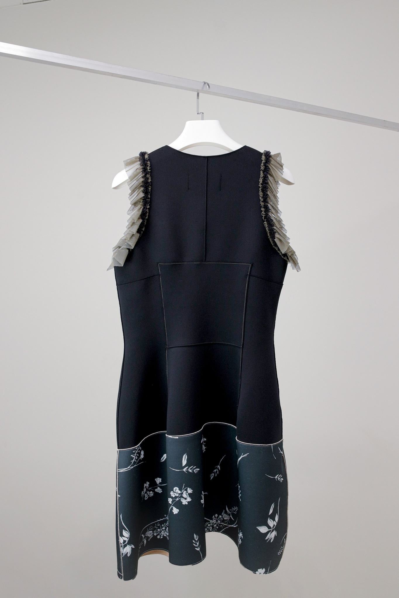 Marie Saint Pierre Black Sleeveless Ruffle Dress