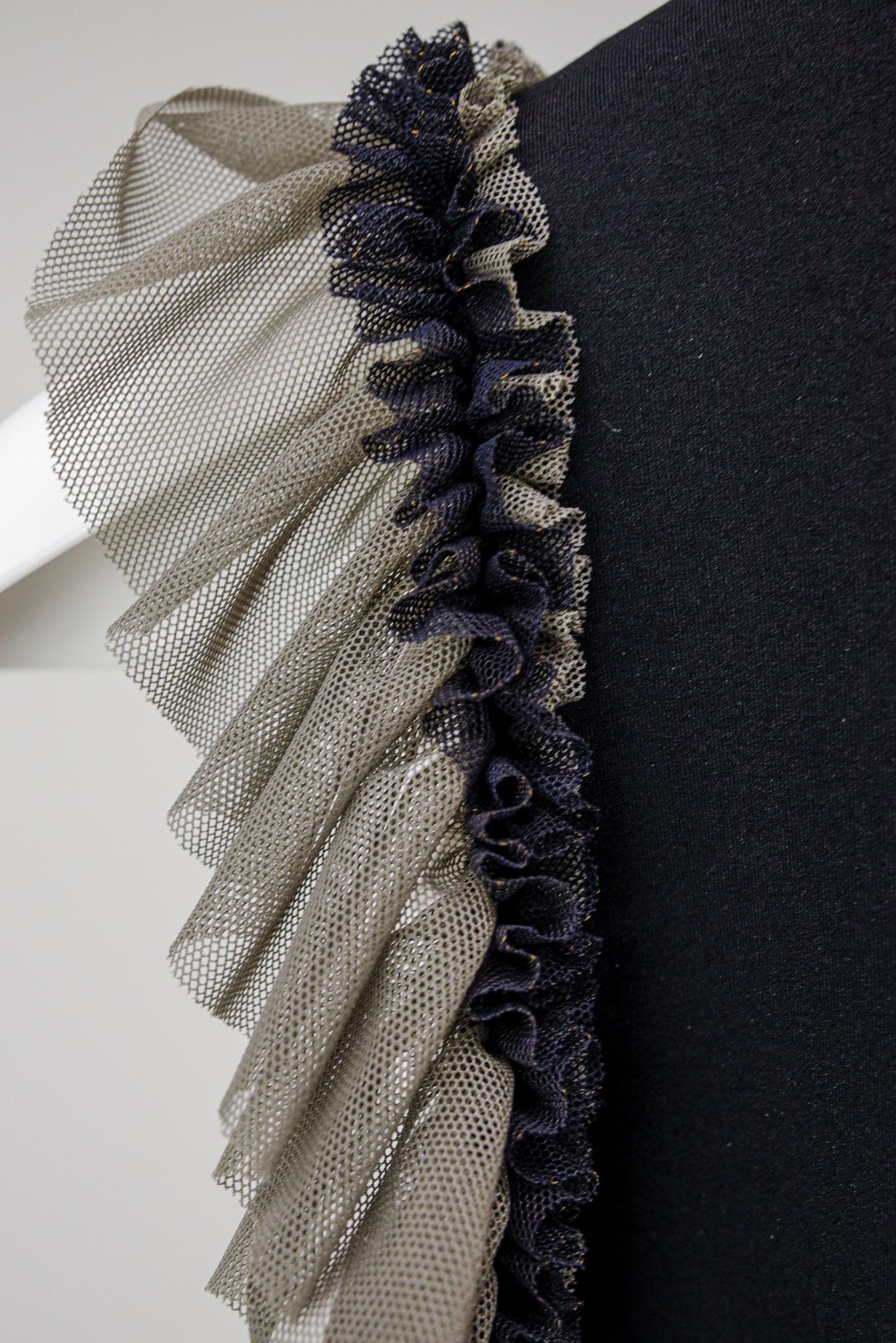 Marie Saint Pierre Black Sleeveless Ruffle Dress