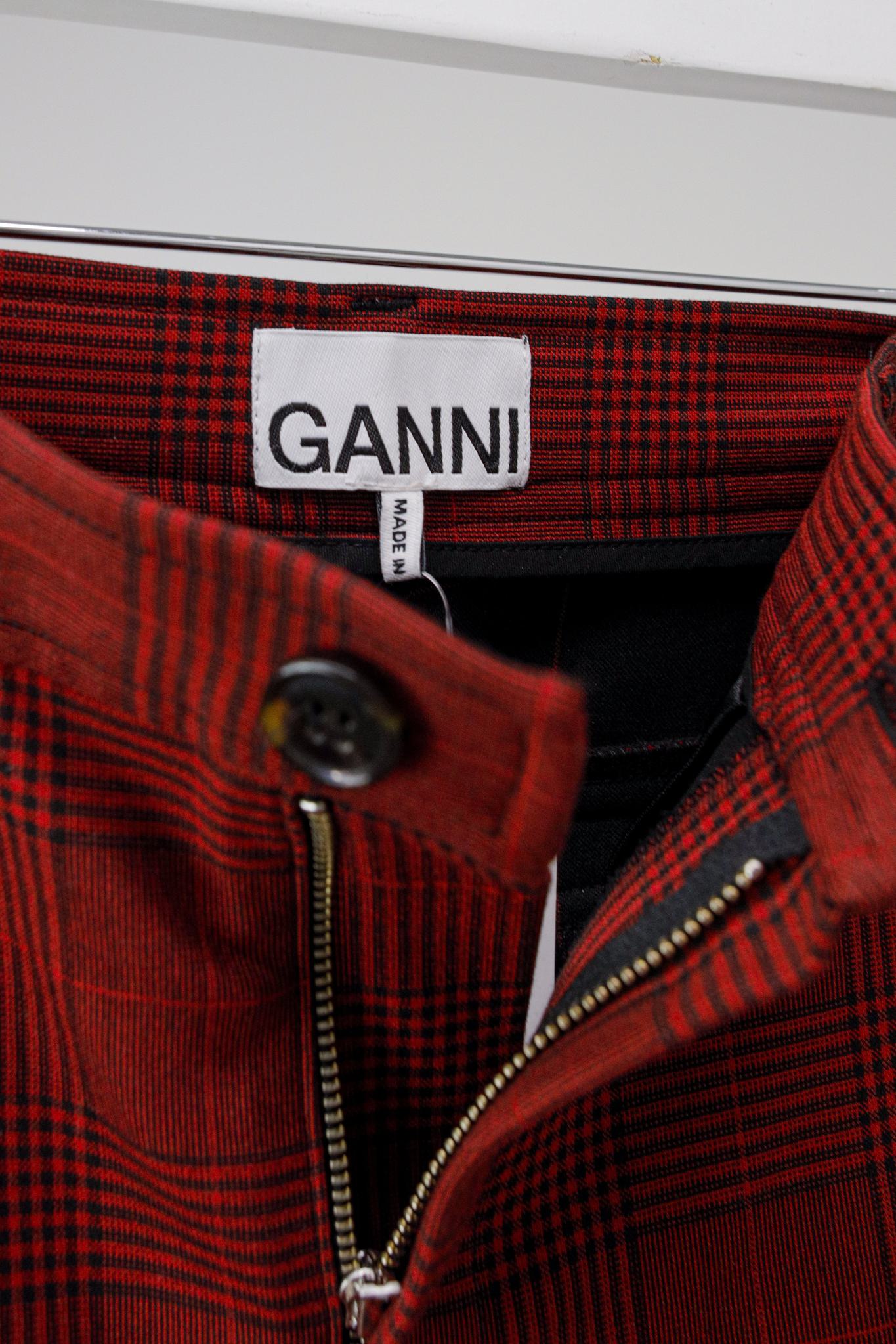 Ganni Red Check Suit Trousers