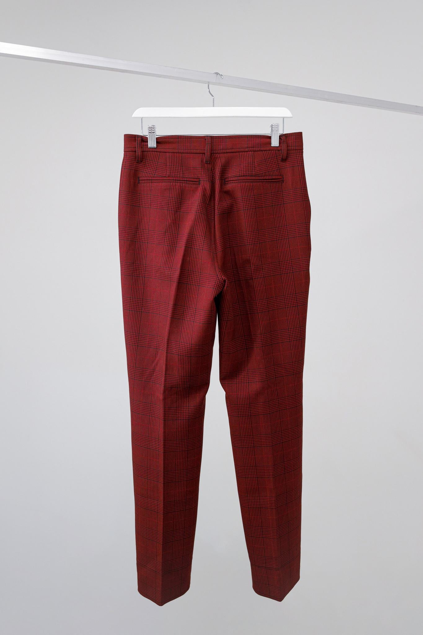 Ganni Red Check Suit Trousers