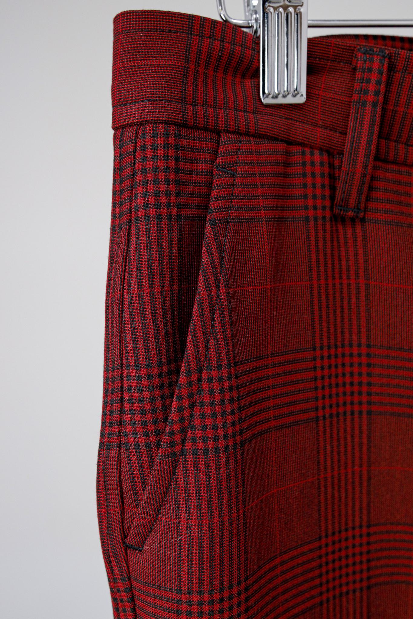 Ganni Red Check Suit Trousers