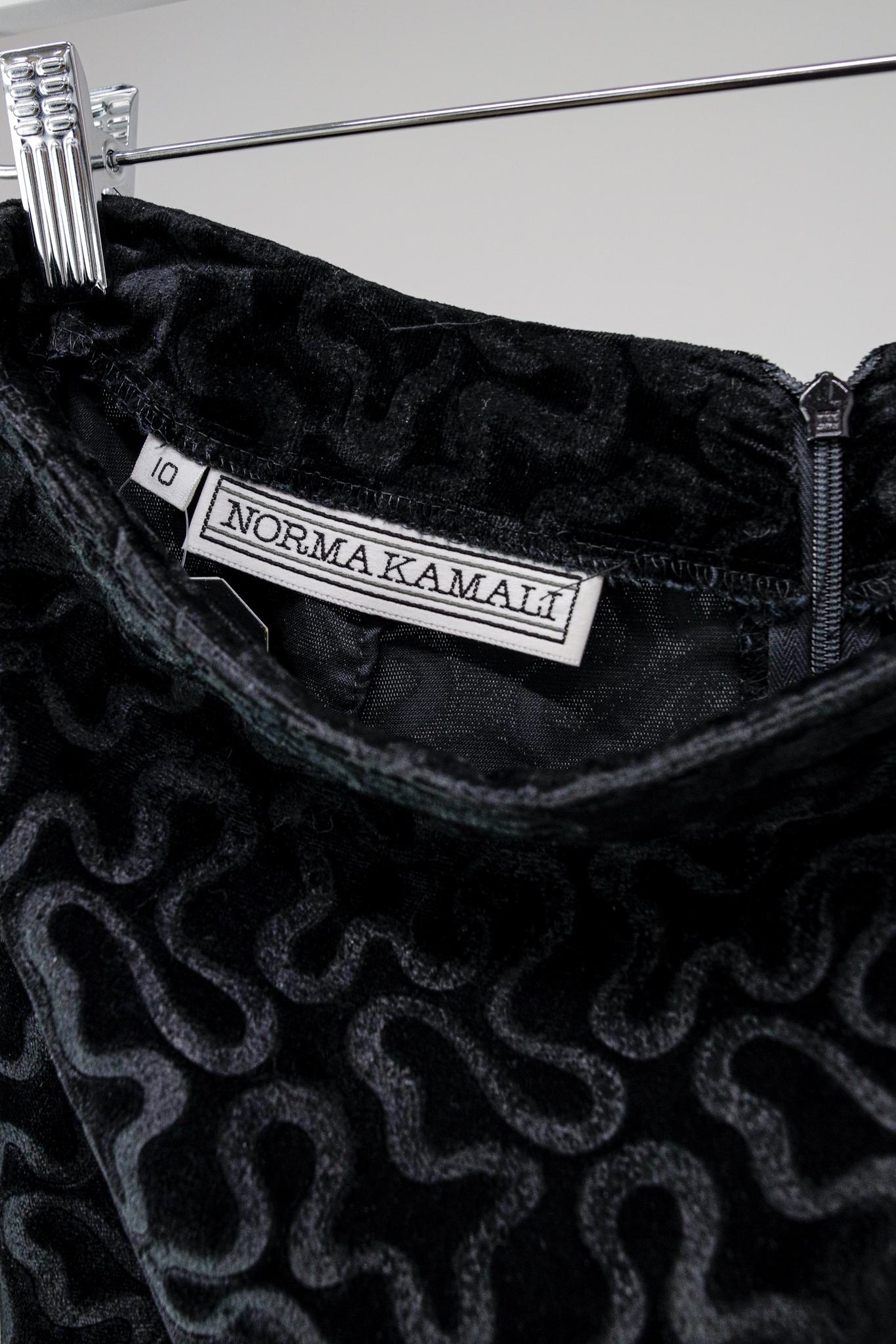 Vintage Norma Kamali Black Velvet Squiggle Skirt