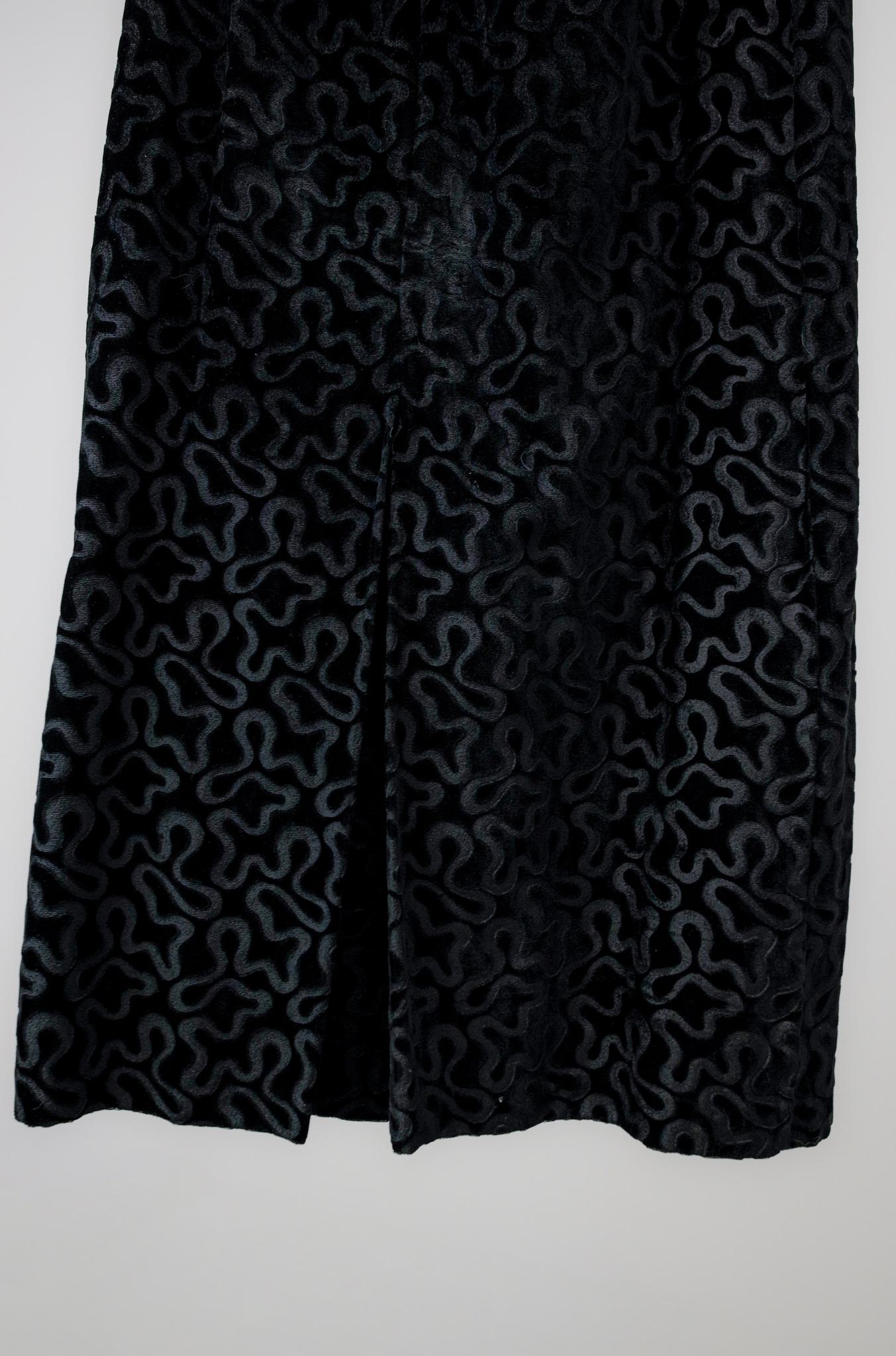Vintage Norma Kamali Black Velvet Squiggle Skirt