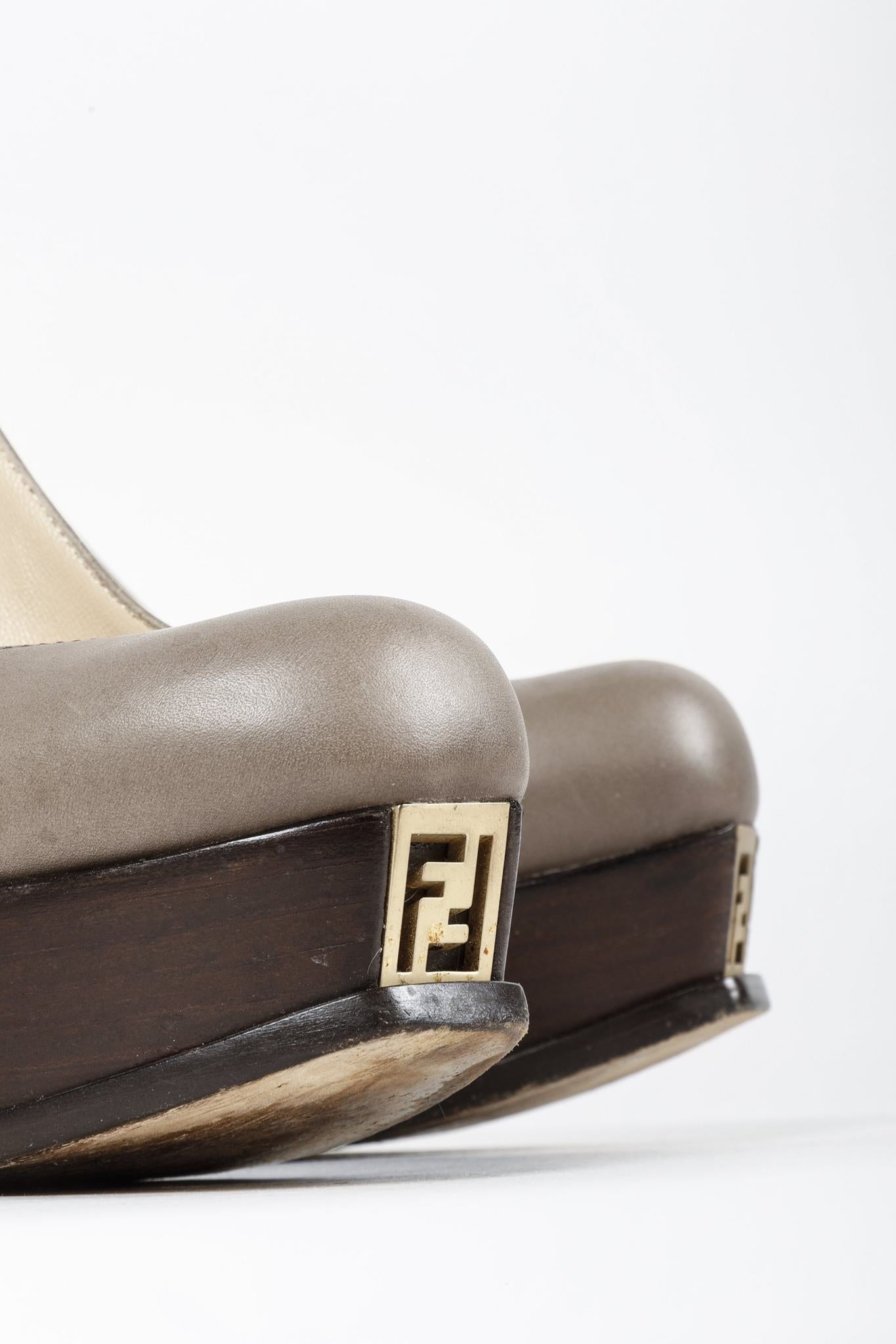 Fendi Fendista Taupe Leather Pumps
