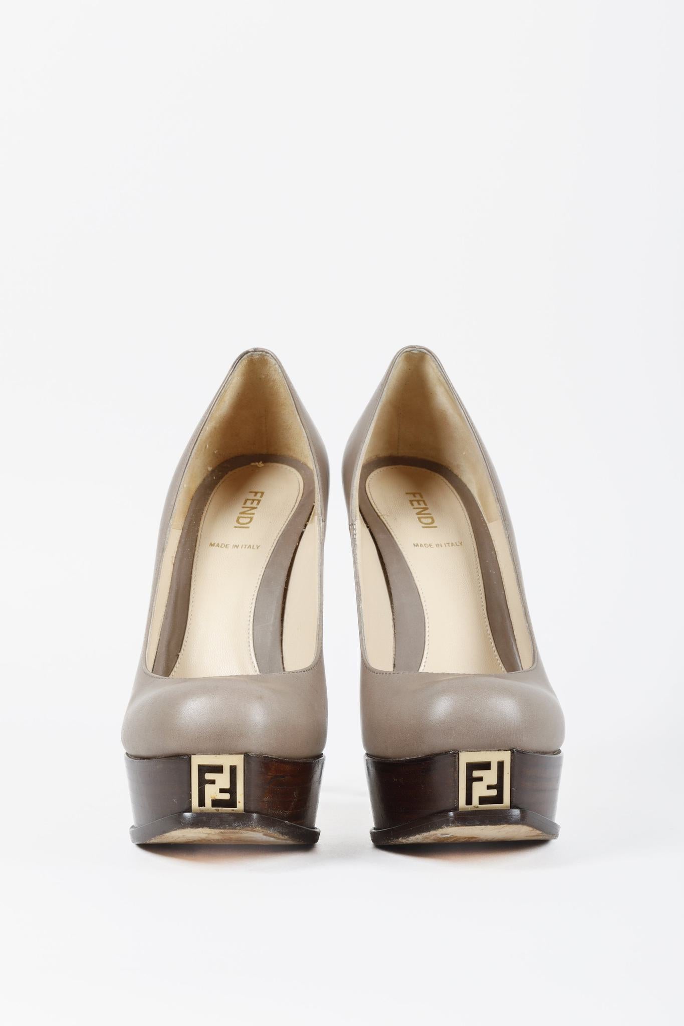 Fendi Fendista Taupe Leather Pumps