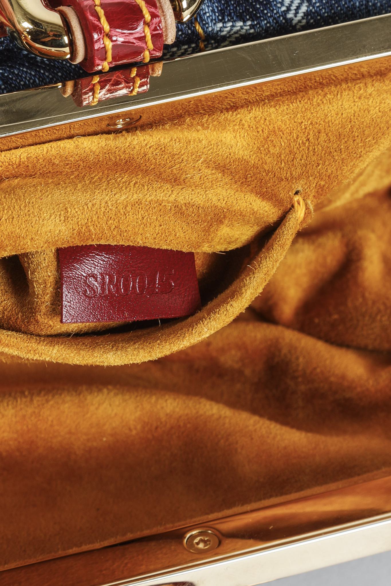 Louis Vuitton Monogram Denim Red Alligator Sac Fermoir GM