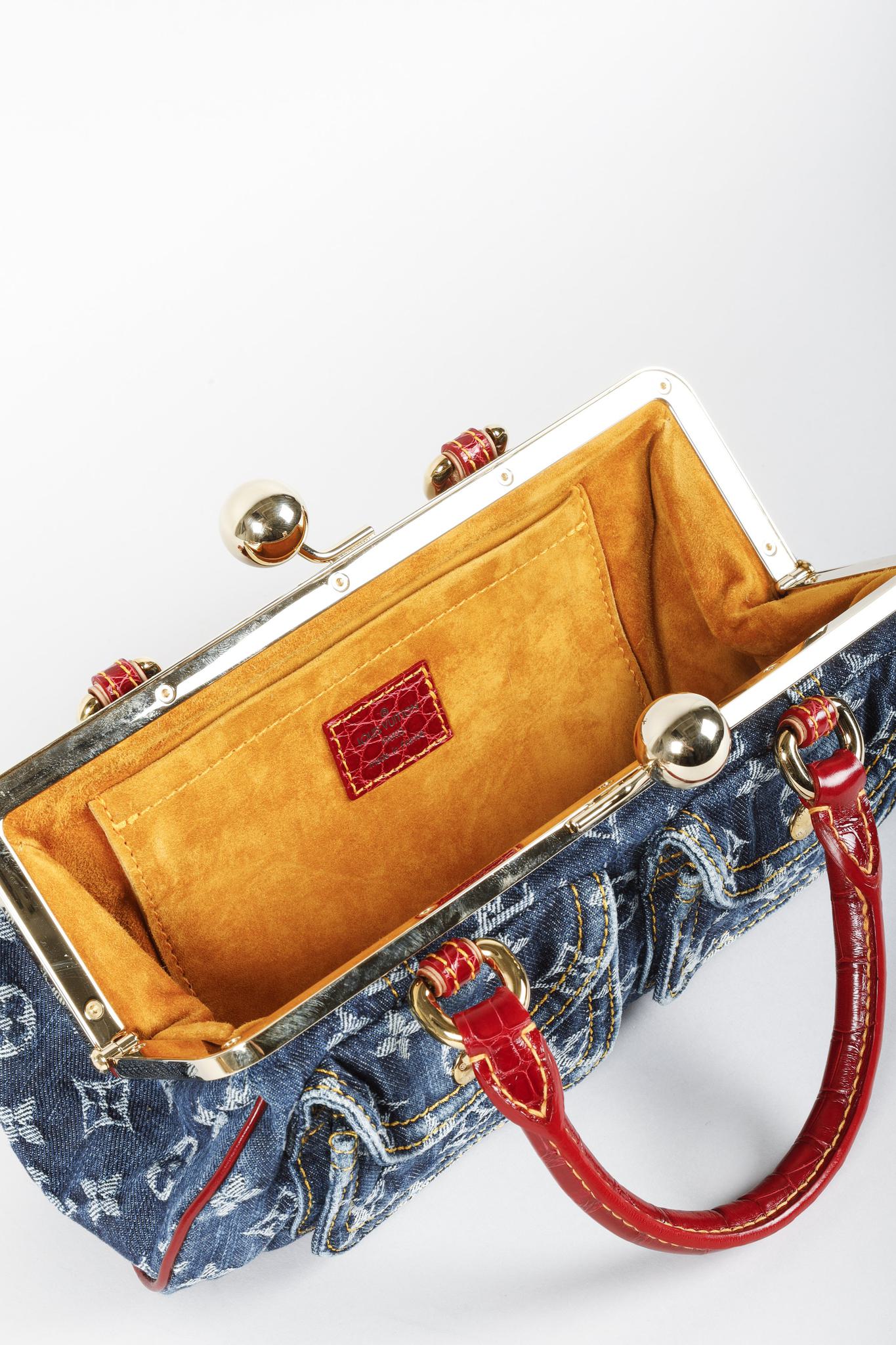 Louis Vuitton Monogram Denim Red Alligator Sac Fermoir GM