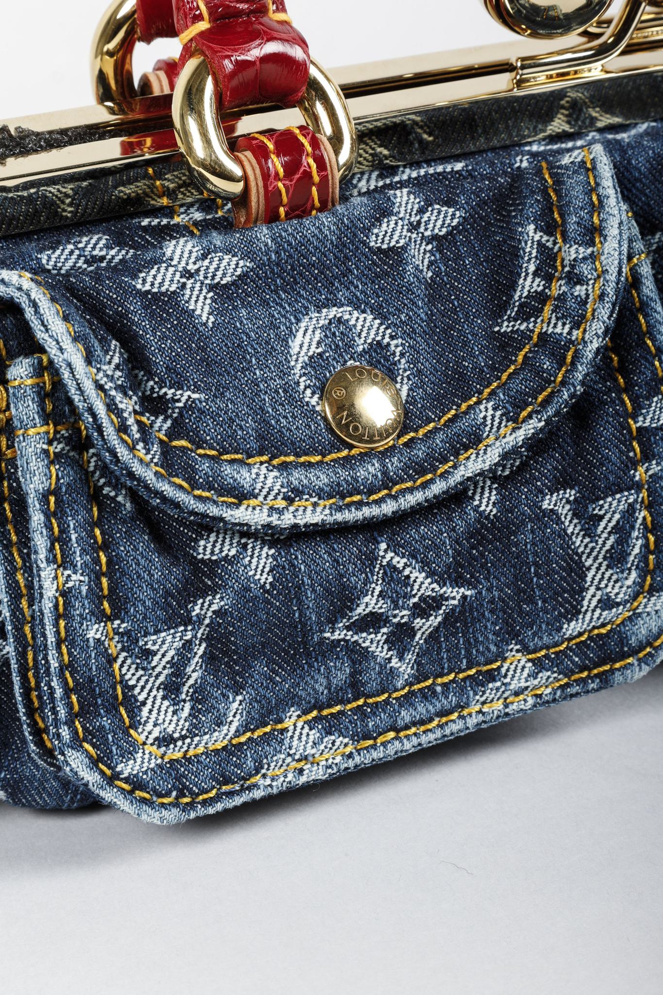 Louis Vuitton Monogram Denim Red Alligator Sac Fermoir GM
