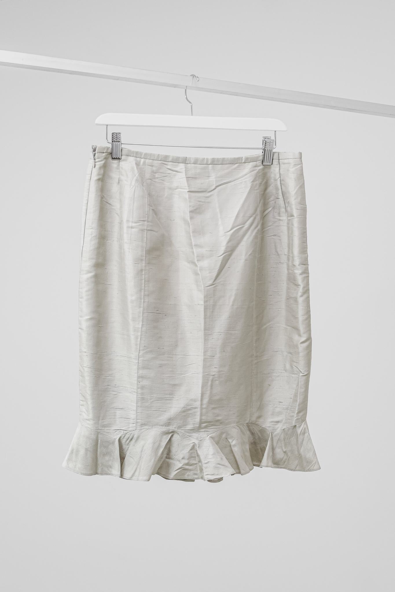 Armani Collezioni Silk Shantung Silver Skirt