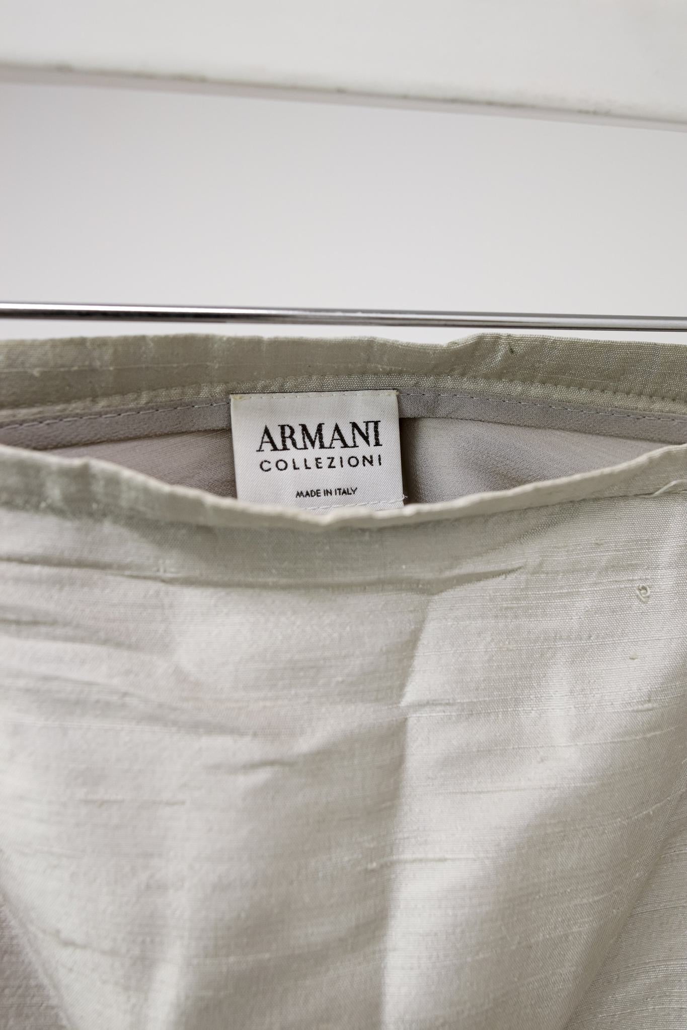 Armani Collezioni Silk Shantung Silver Skirt