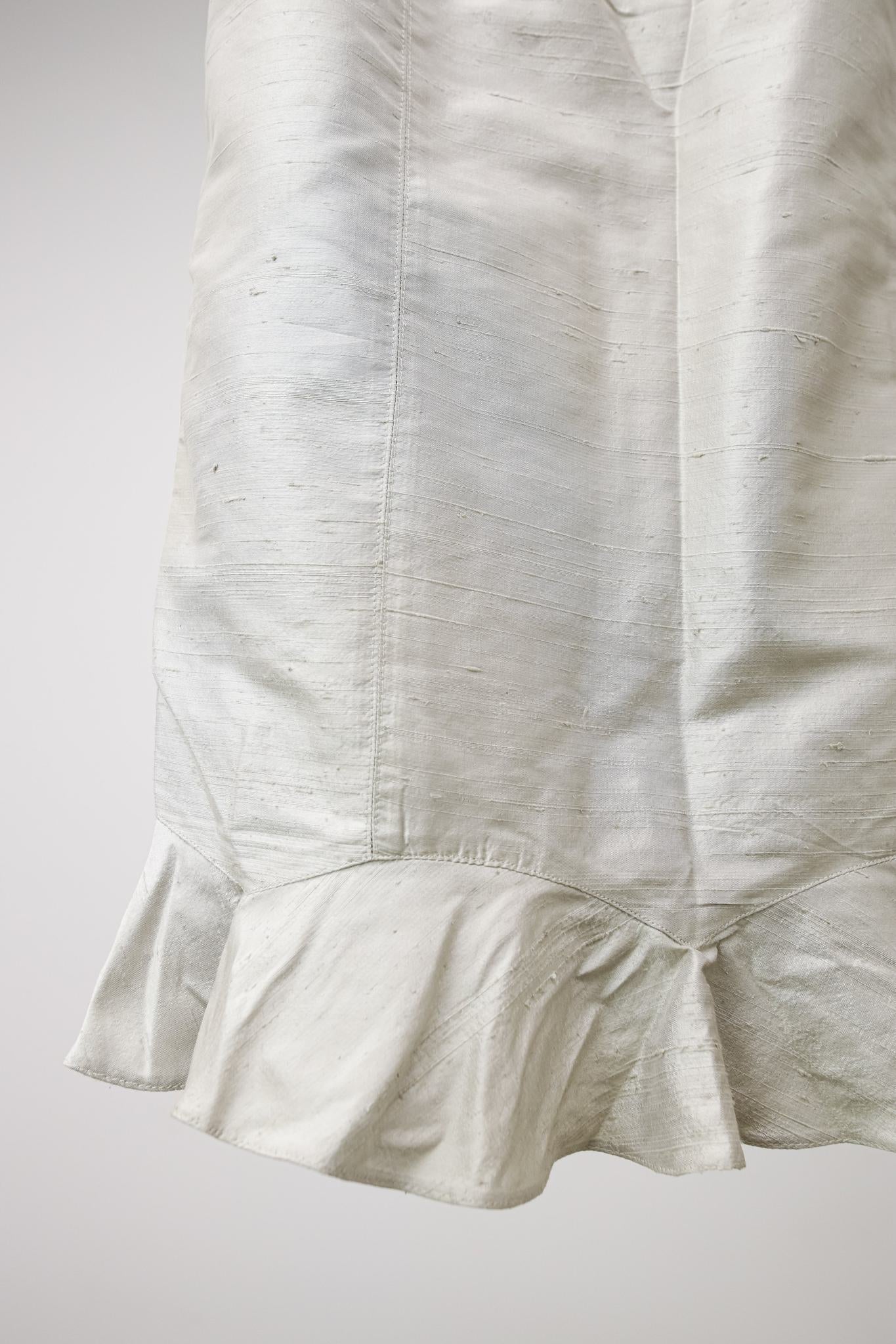 Armani Collezioni Silk Shantung Silver Skirt
