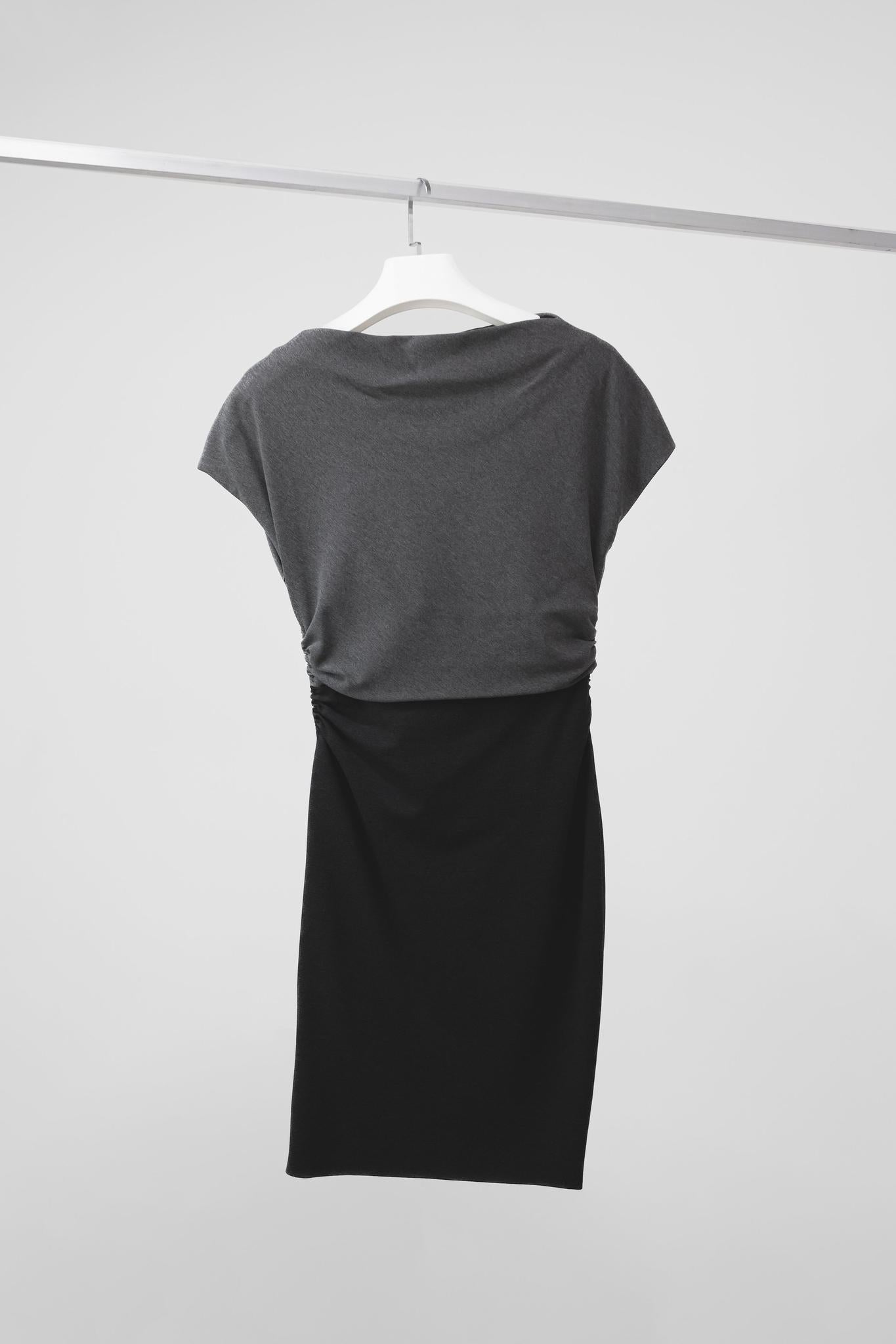 Escada Damirata Flannel Grey Jersey Filigree Appliqué Dress