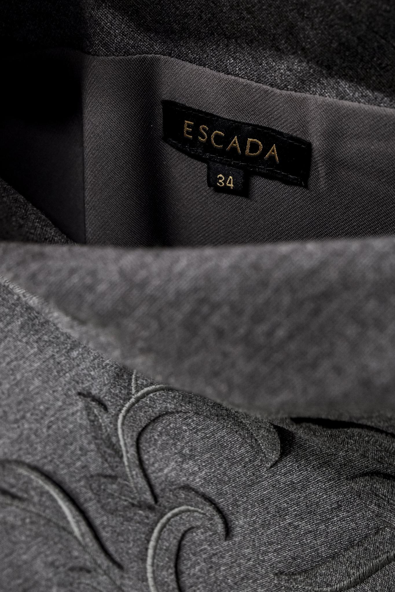 Escada Damirata Flannel Grey Jersey Filigree Appliqué Dress