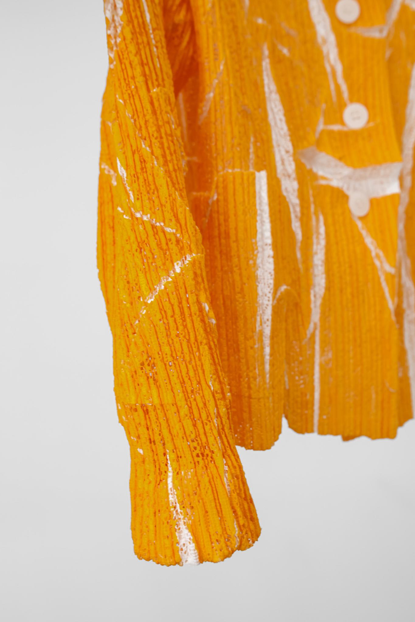 Issey Miyake Pleated Mesh Orange Jacket