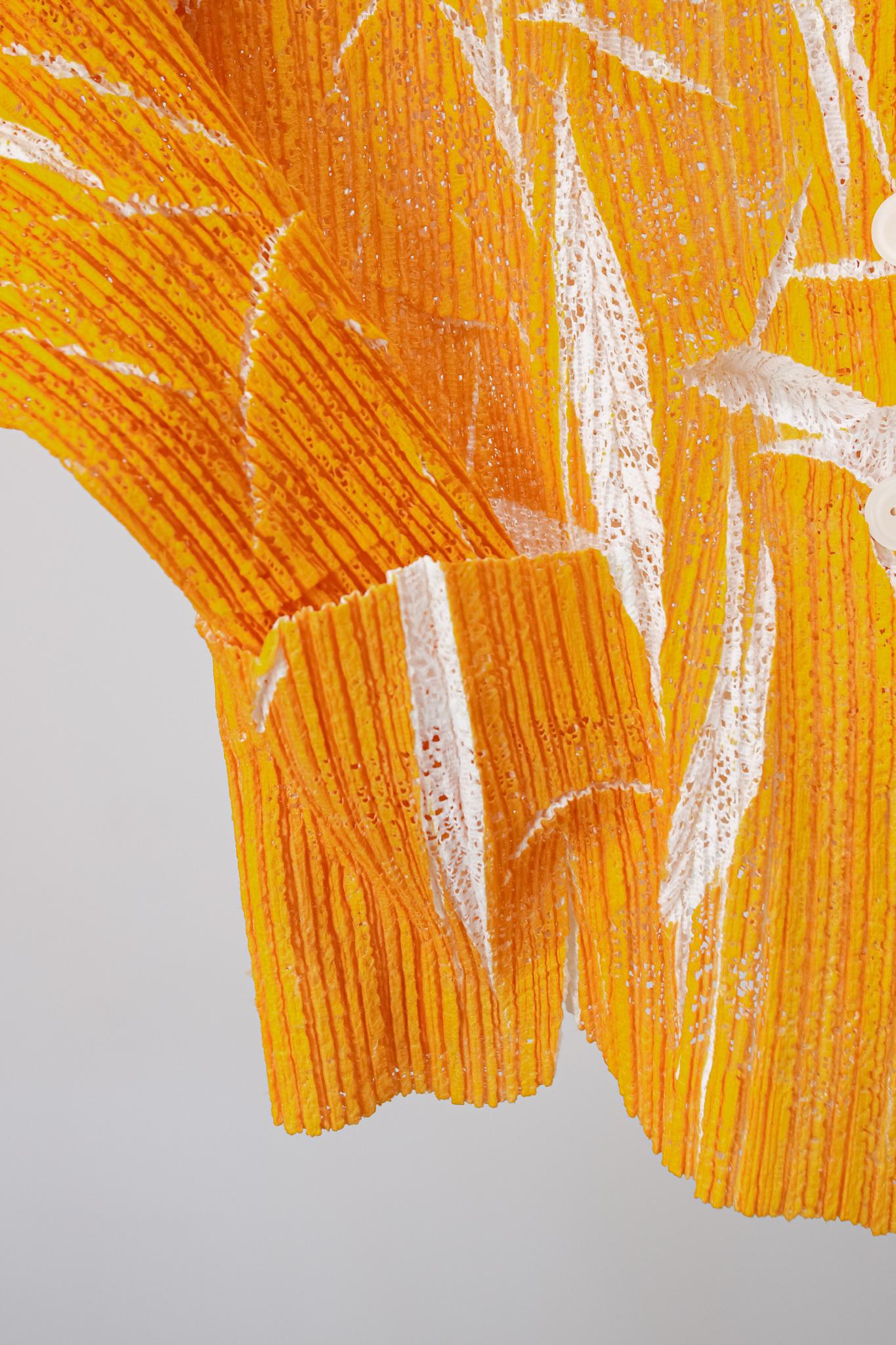 Issey Miyake Pleated Mesh Orange Jacket
