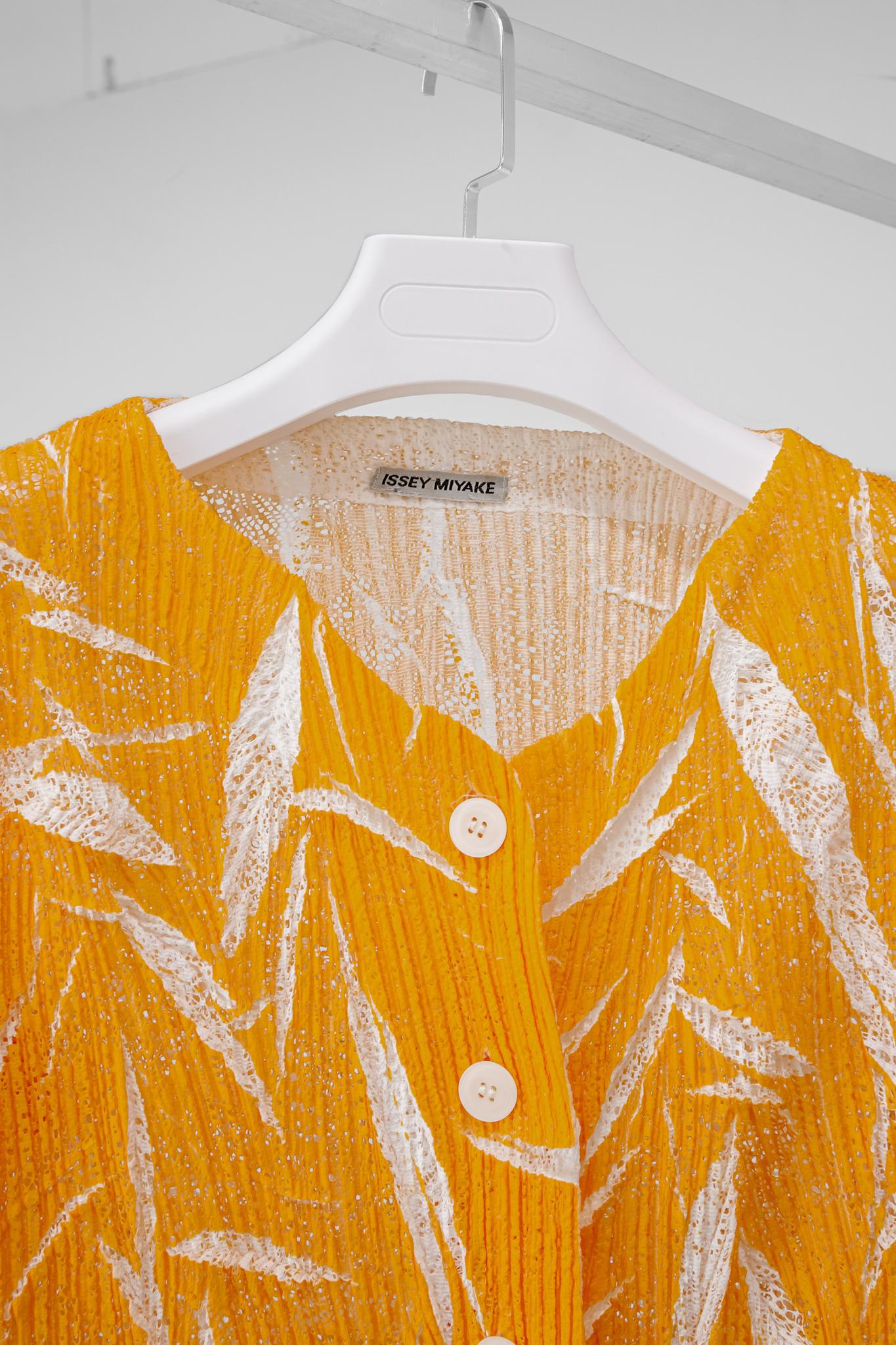 Issey Miyake Pleated Mesh Orange Jacket