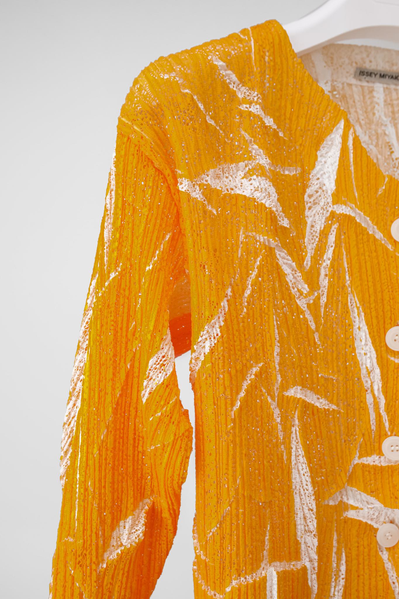 Issey Miyake Pleated Mesh Orange Jacket