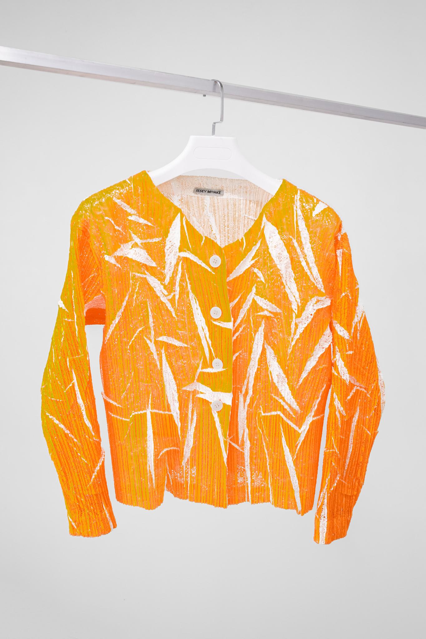 Issey Miyake Pleated Mesh Orange Jacket