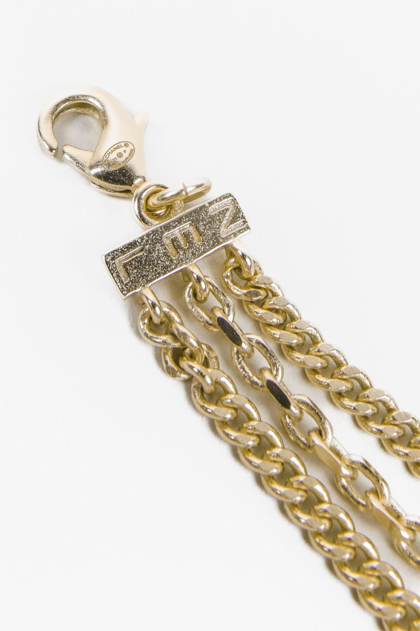 Chanel A21 Light Gold CC Triple Chain Choker