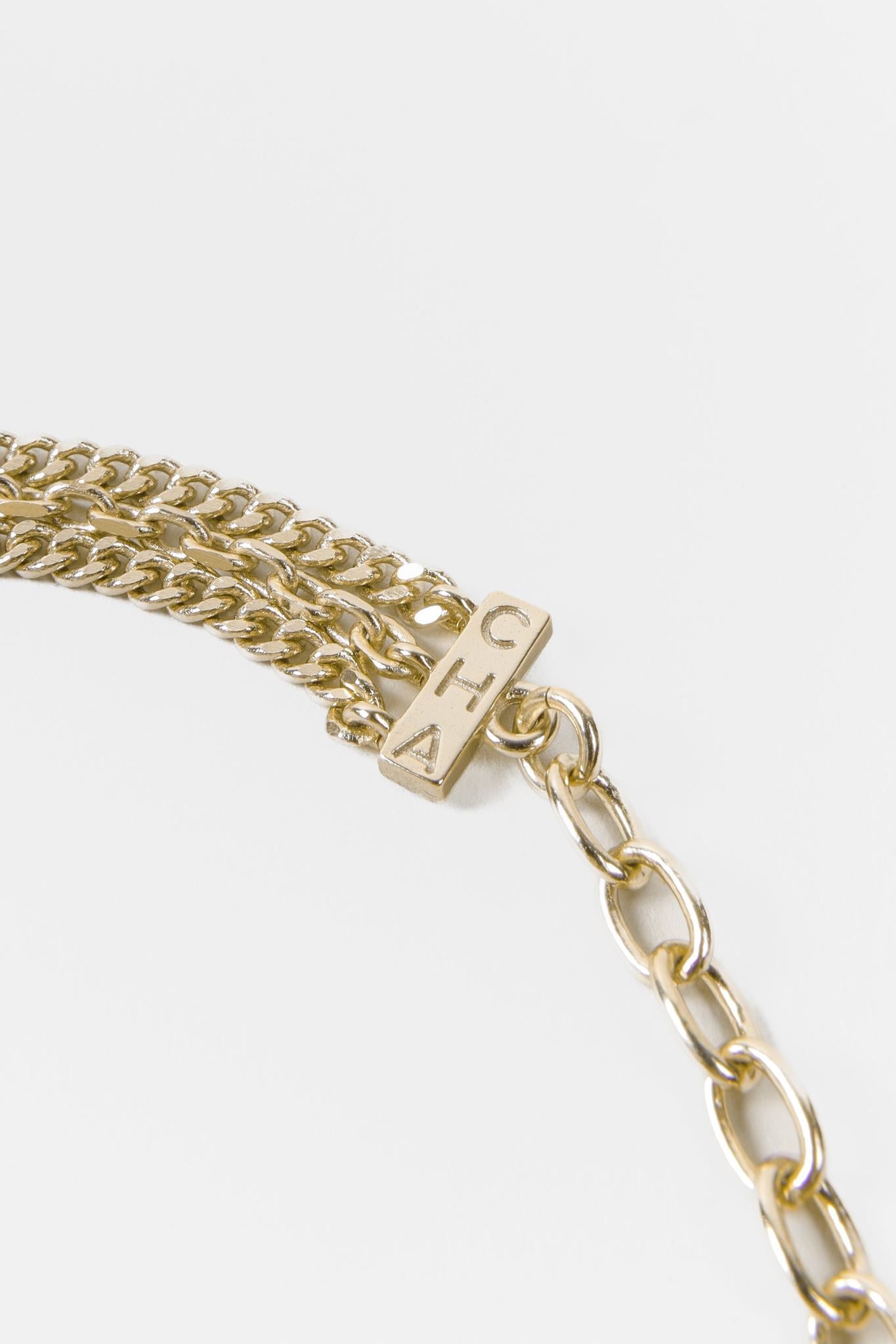 Chanel A21 Light Gold CC Triple Chain Choker