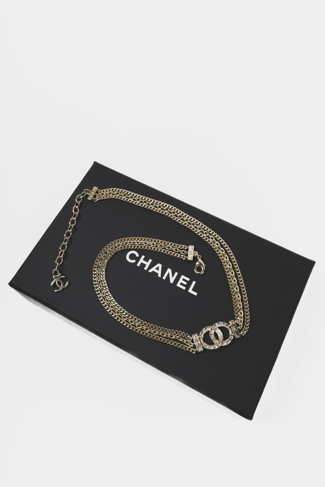 Chanel A21 Light Gold CC Triple Chain Choker