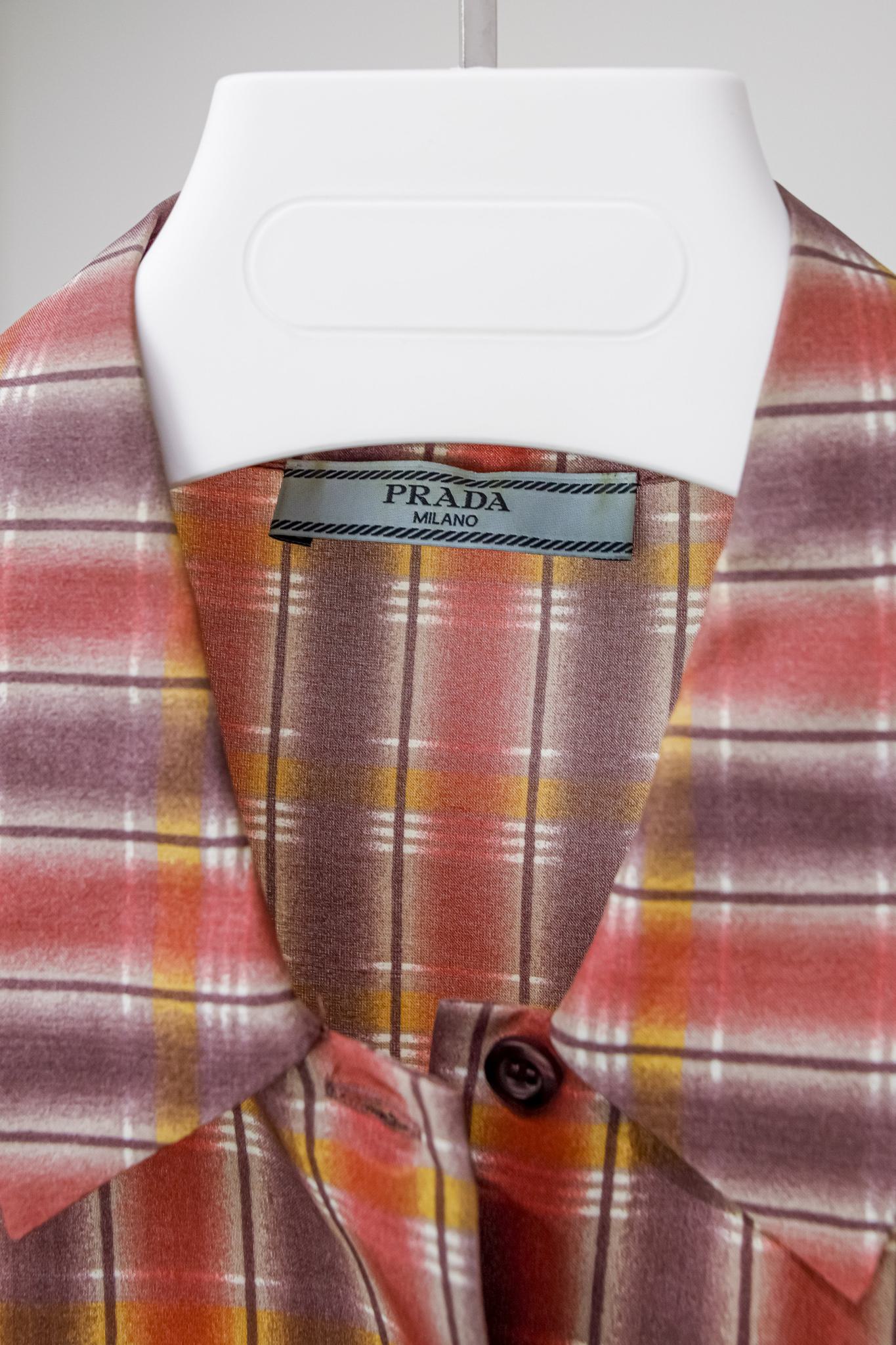 Prada Sleeveless Plaid Button-Up