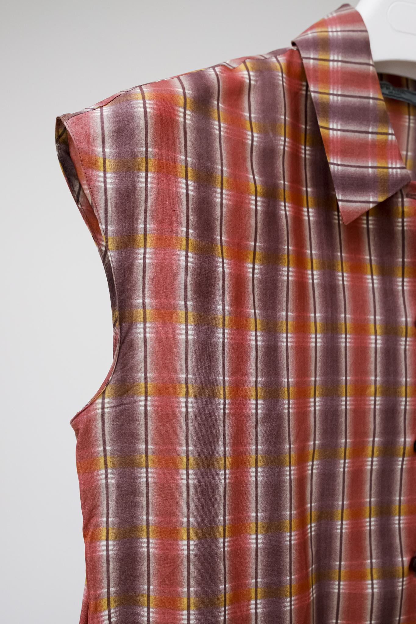 Prada Sleeveless Plaid Button-Up
