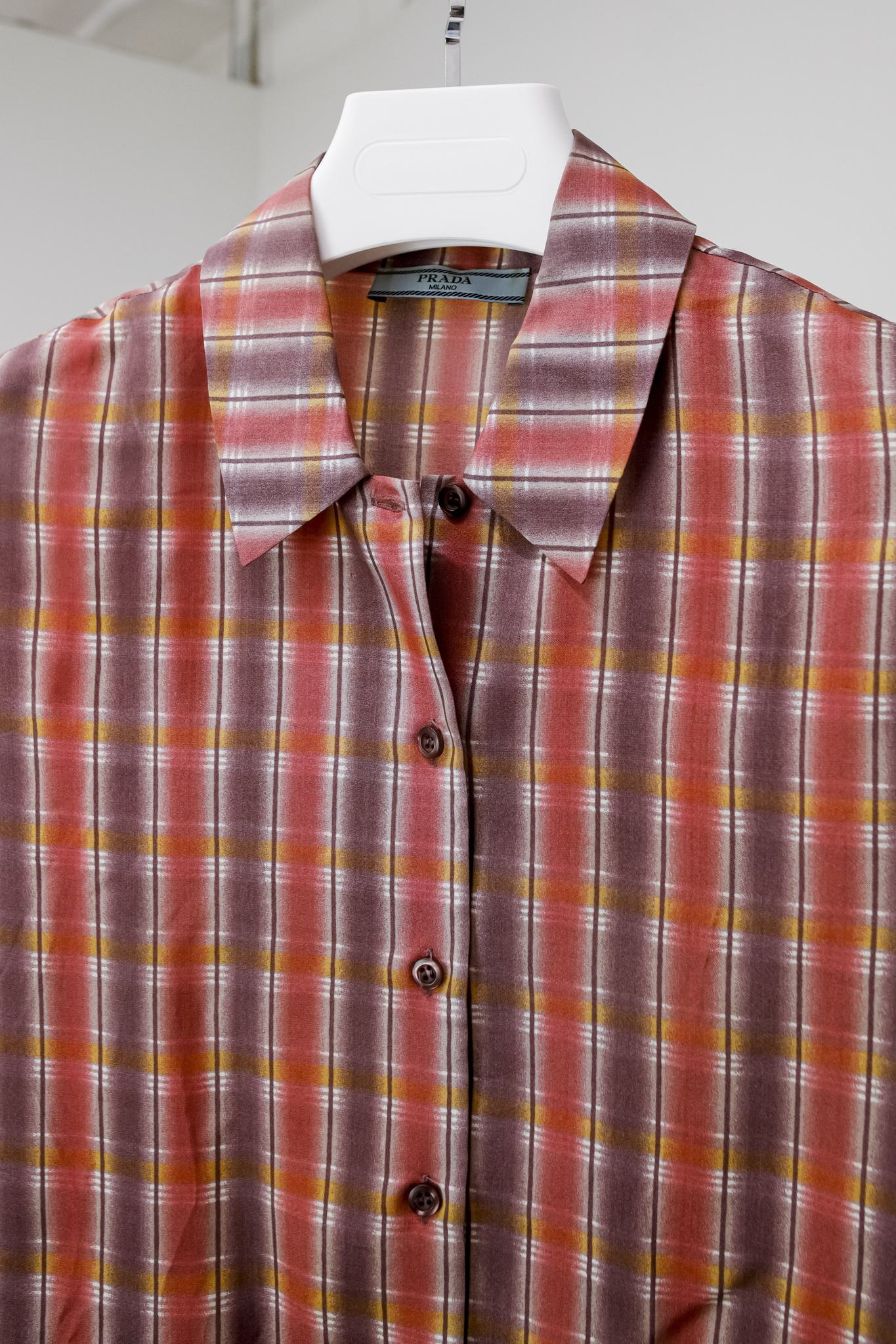 Prada Sleeveless Plaid Button-Up
