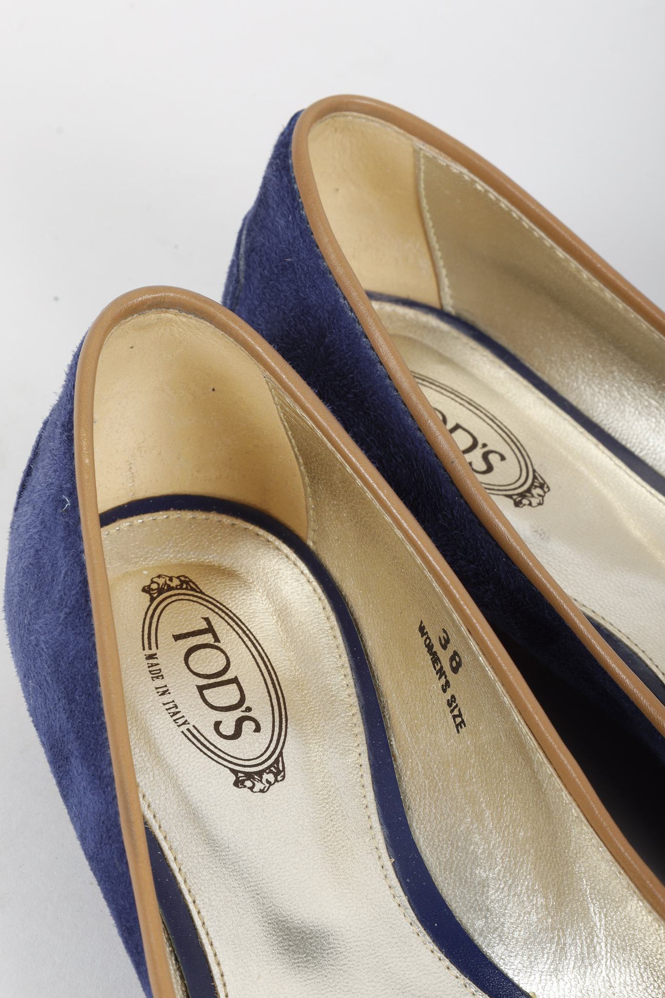 Tod's Blue Suede Tassel Loafers