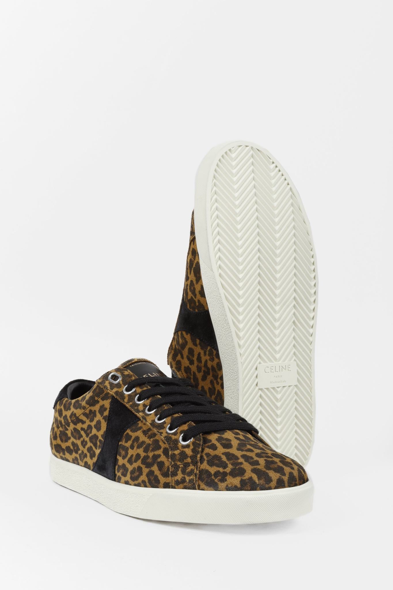 Celine Triomphe Leopard Low-Top Sneakers
