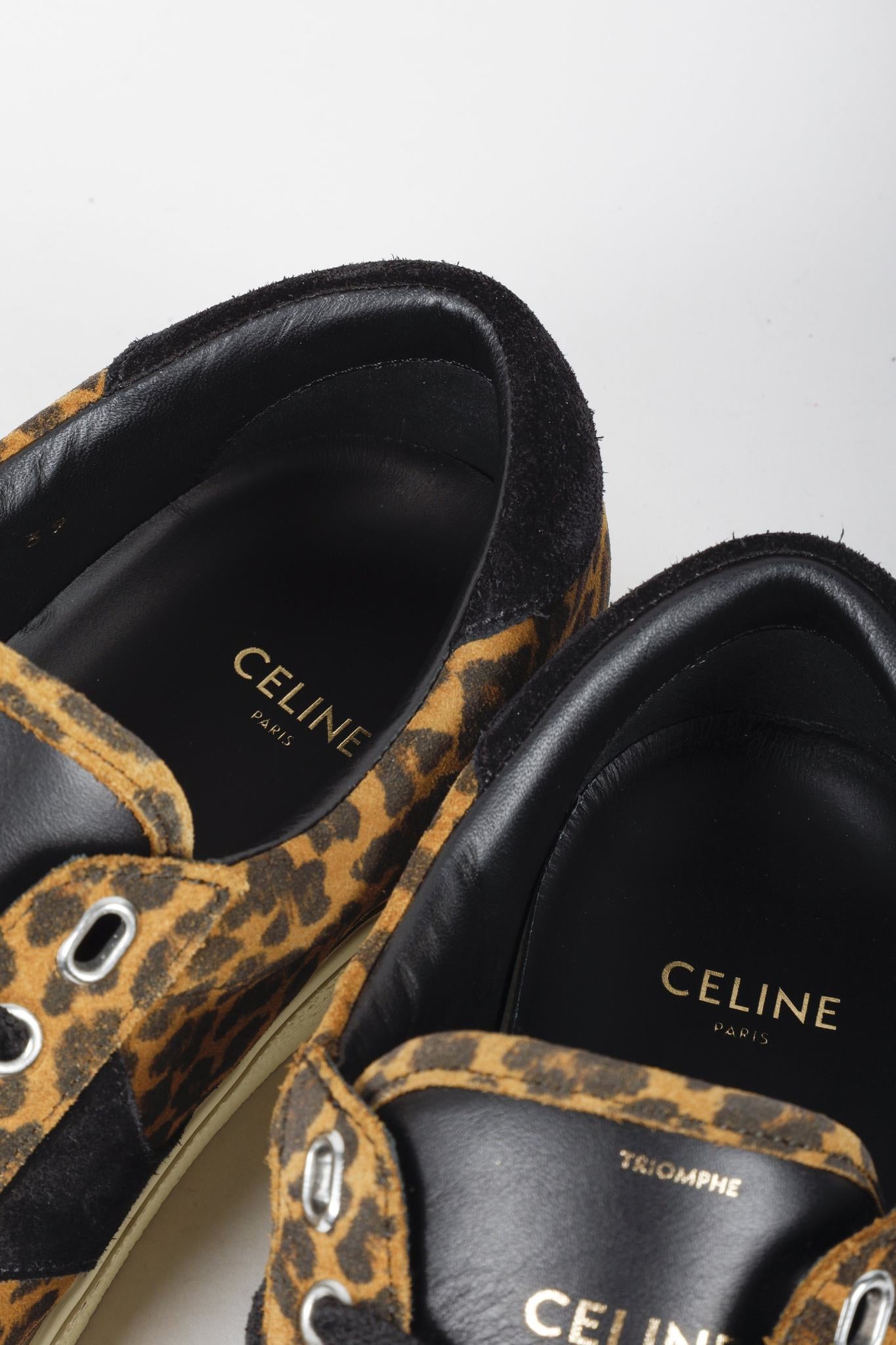 Celine Triomphe Leopard Low-Top Sneakers