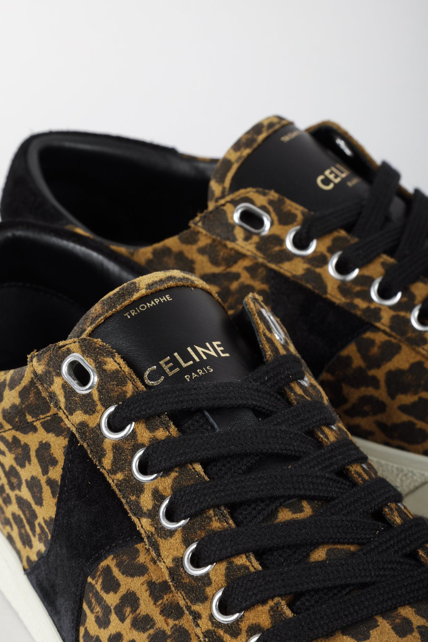 Celine Triomphe Leopard Low-Top Sneakers