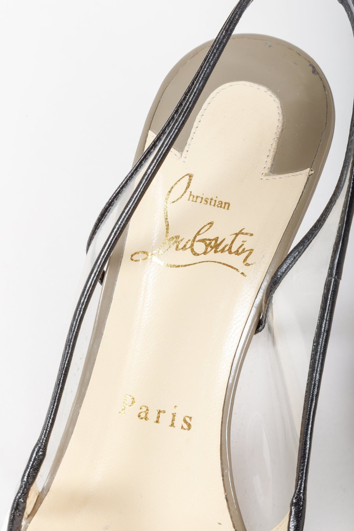 Christian Louboutin Clear PVC Brown Patent Leather Slingback Heels