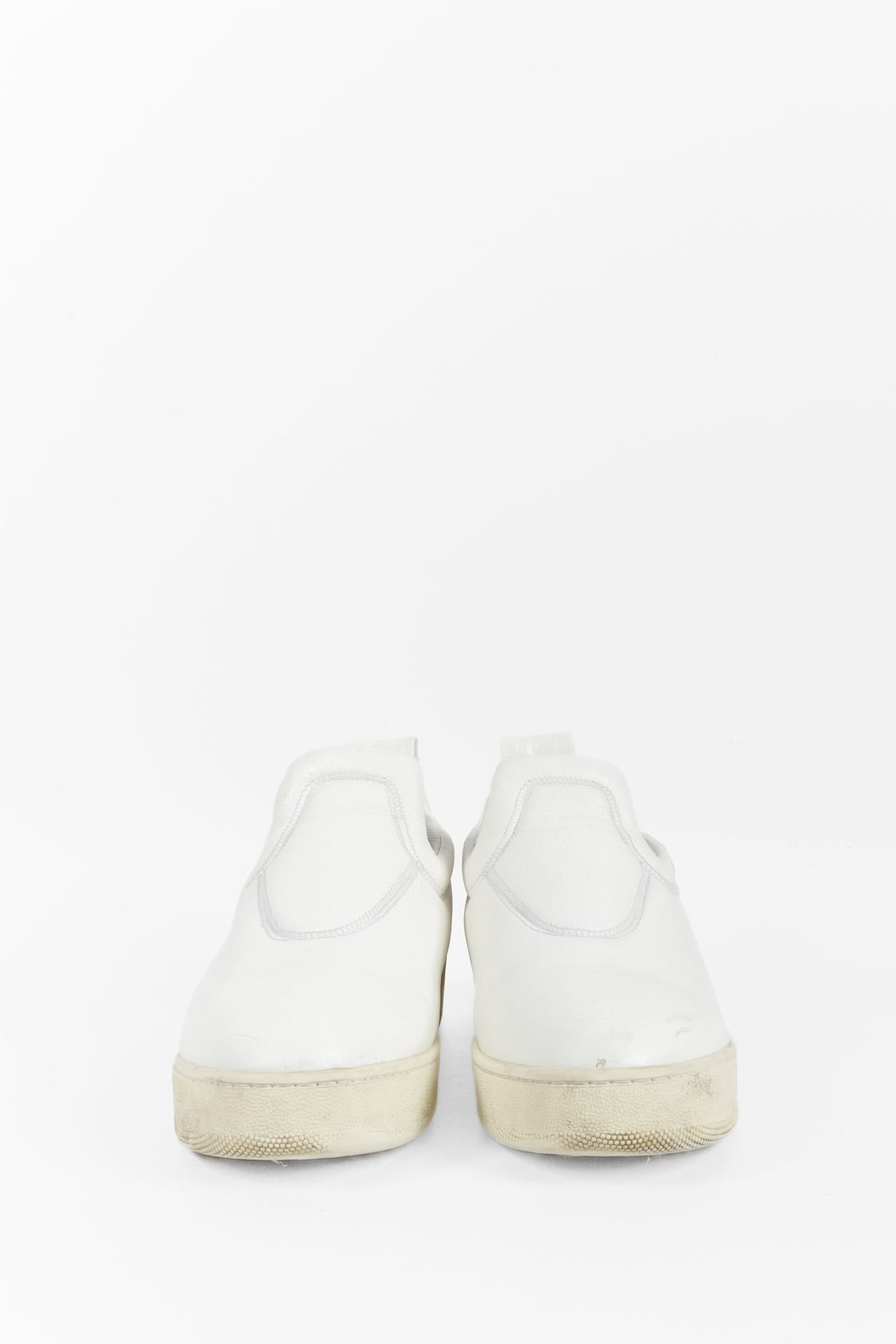 Celine White Leather Slip-On Sneakers