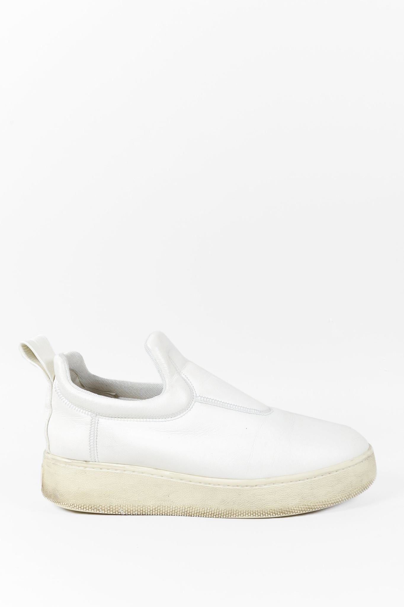 Celine White Leather Slip-On Sneakers
