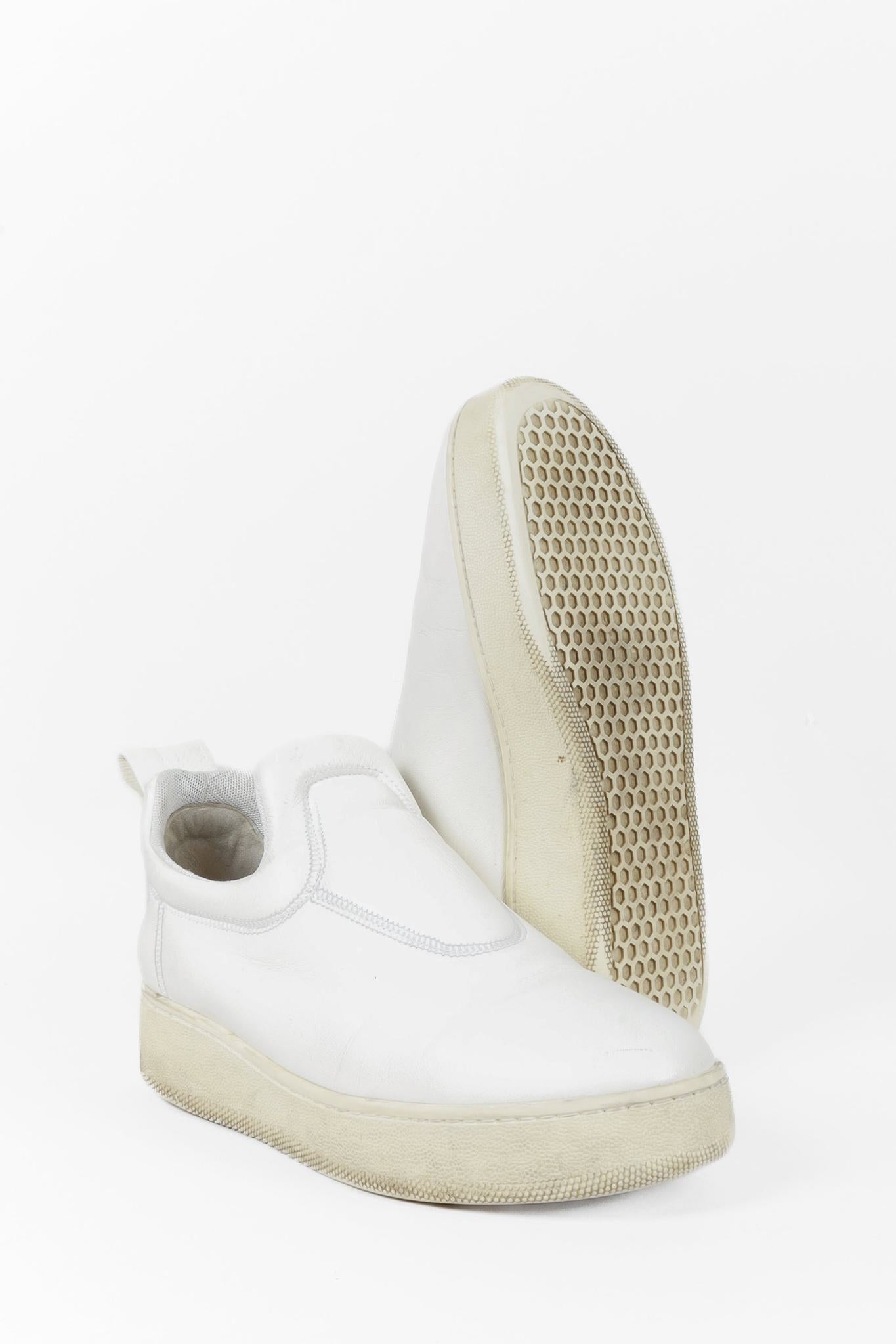 Celine White Leather Slip-On Sneakers