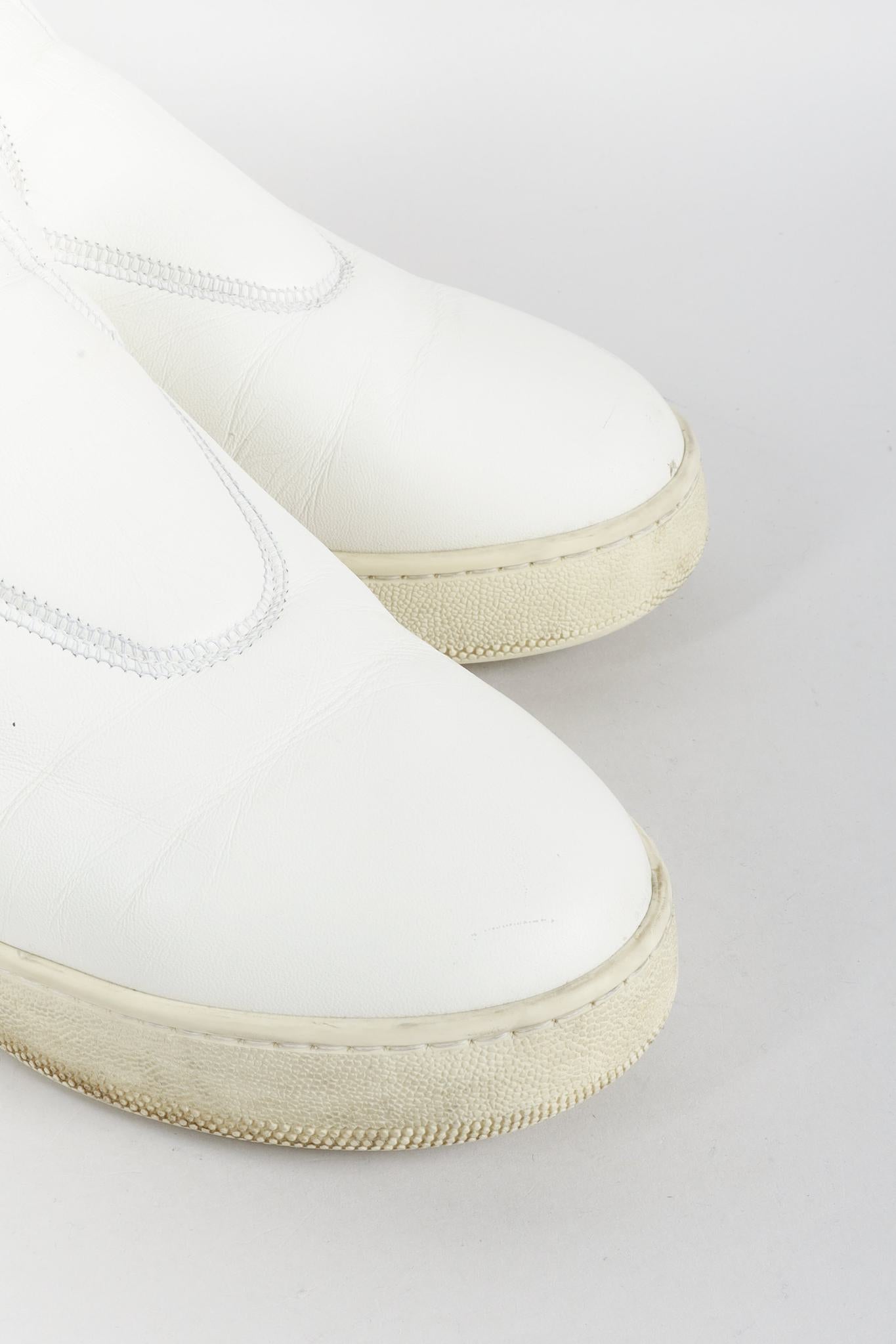 Celine White Leather Slip-On Sneakers