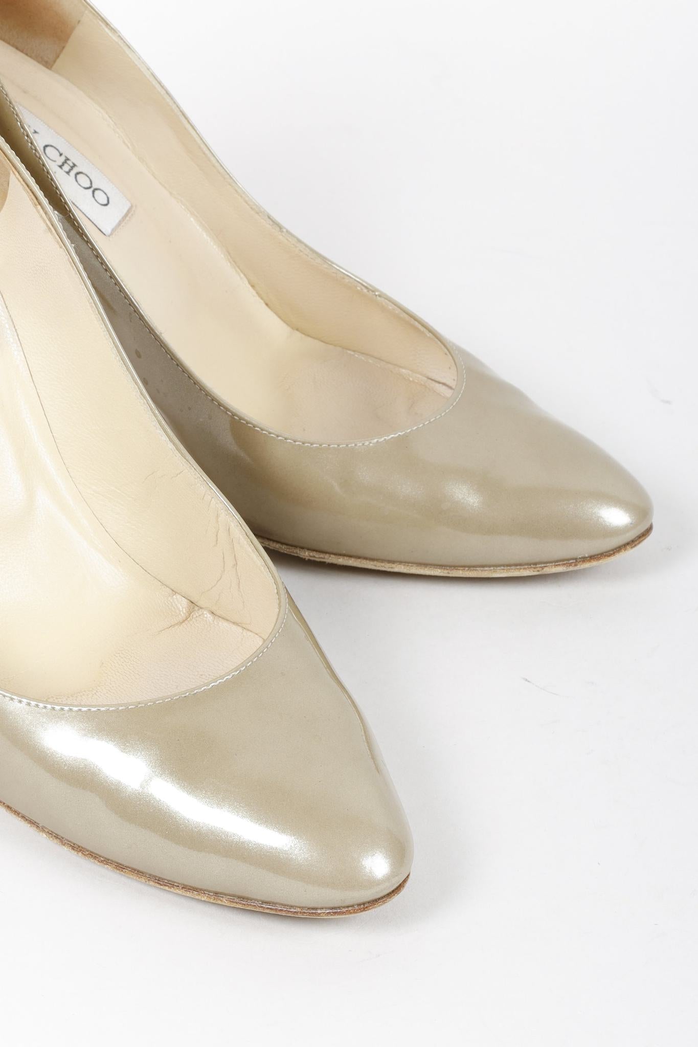 Jimmy Choo Taupe Gilbert Enamel Patent Leather Pumps