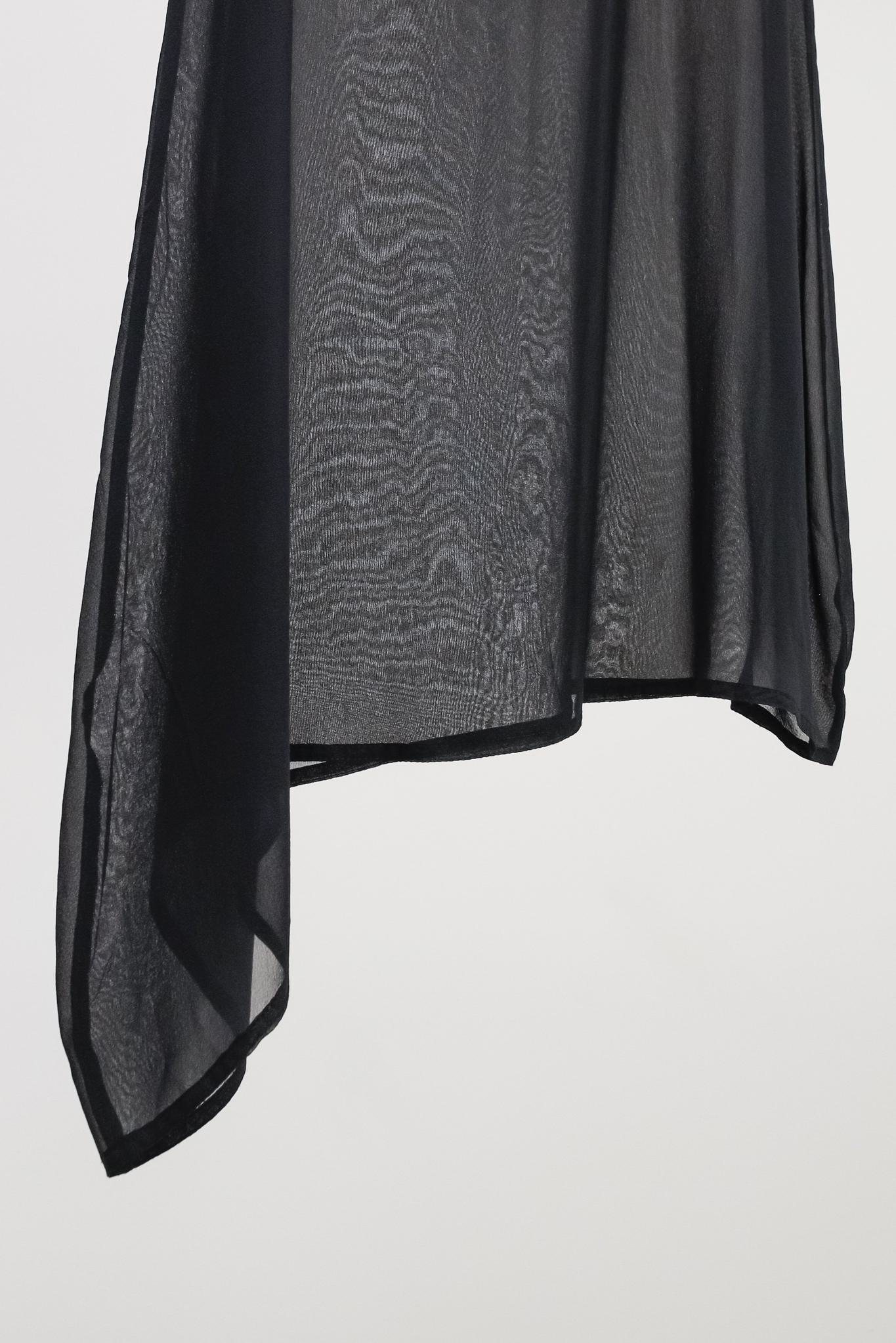 Sarah Pacini Sheer Asymmetrical Black Tank