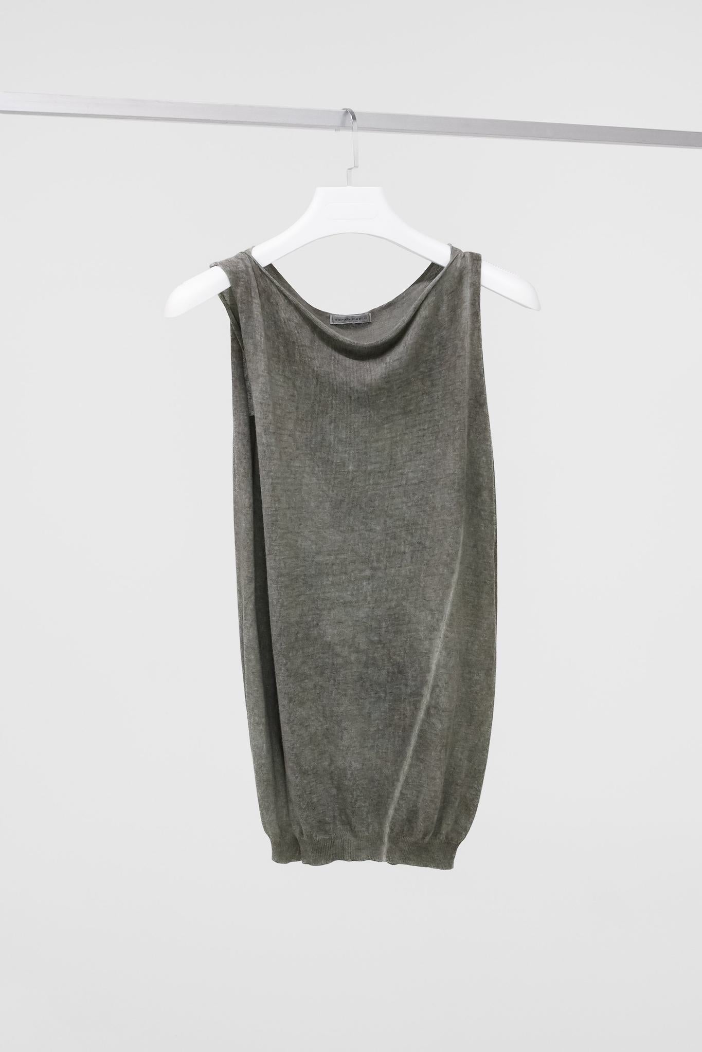 Sarah Pacini Grey Knit Double Tank