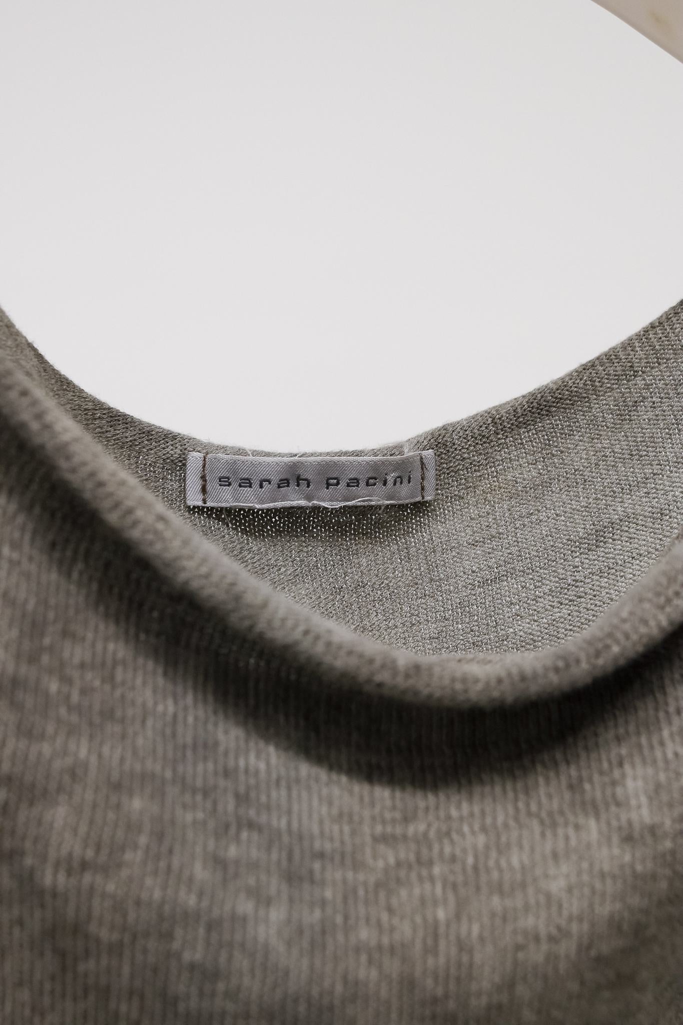 Sarah Pacini Grey Knit Double Tank