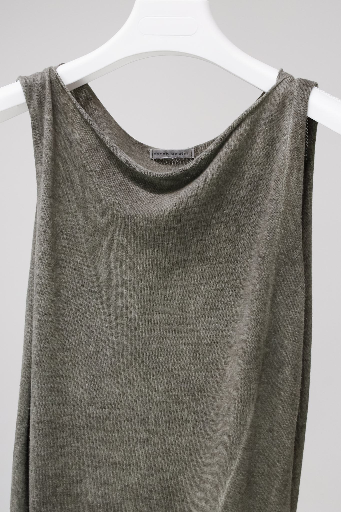 Sarah Pacini Grey Knit Double Tank