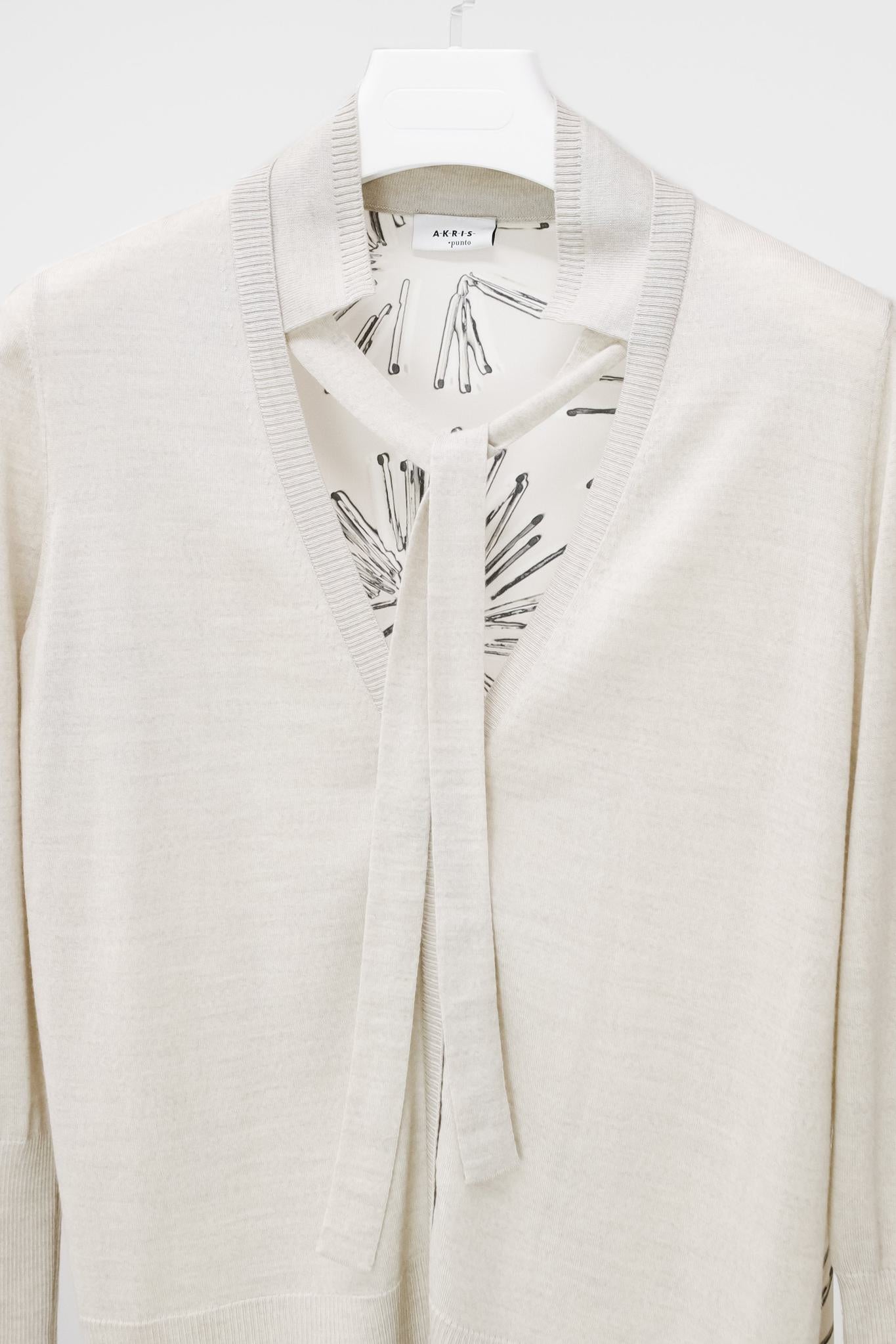 Akris Punto AW/15 Abstract Floral-Print Wool and Silk Beige Cardigan